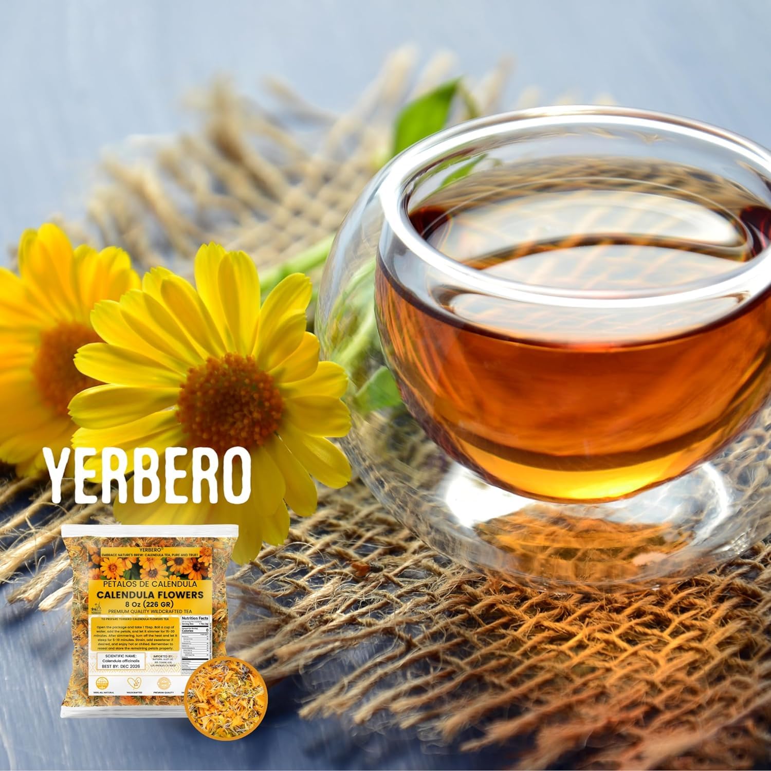 Yerbero – Flores de caléndula té de hierbas sueltas a granel 16oz (1 lb) (4.02 oz)  Flores de caléndula  Flores de caléndula  Para preparar té de