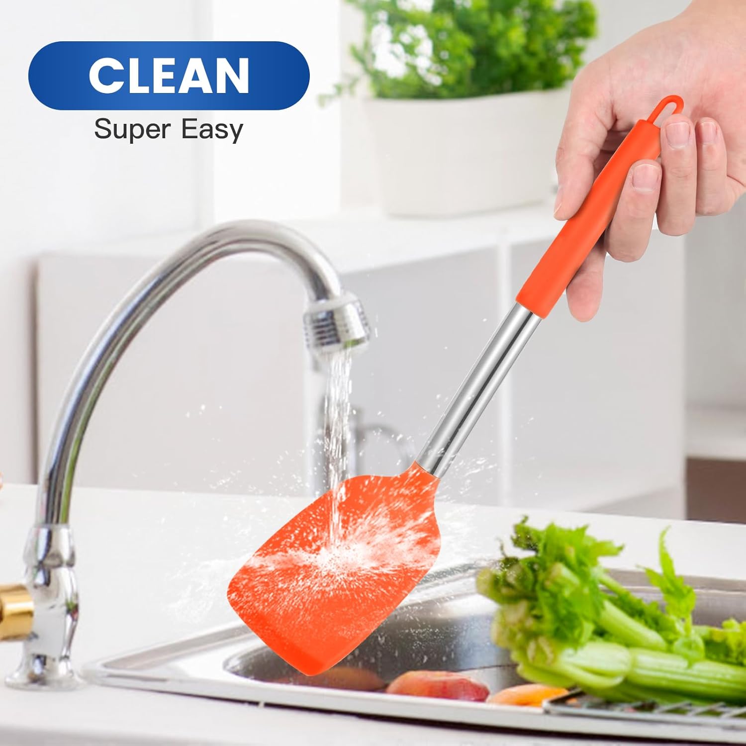2 piezas de silicona sólida espátulas de cocina ranuradas antiadherentes, utensilios de cocina resistentes al calor de 600 F, utensilios de cocina