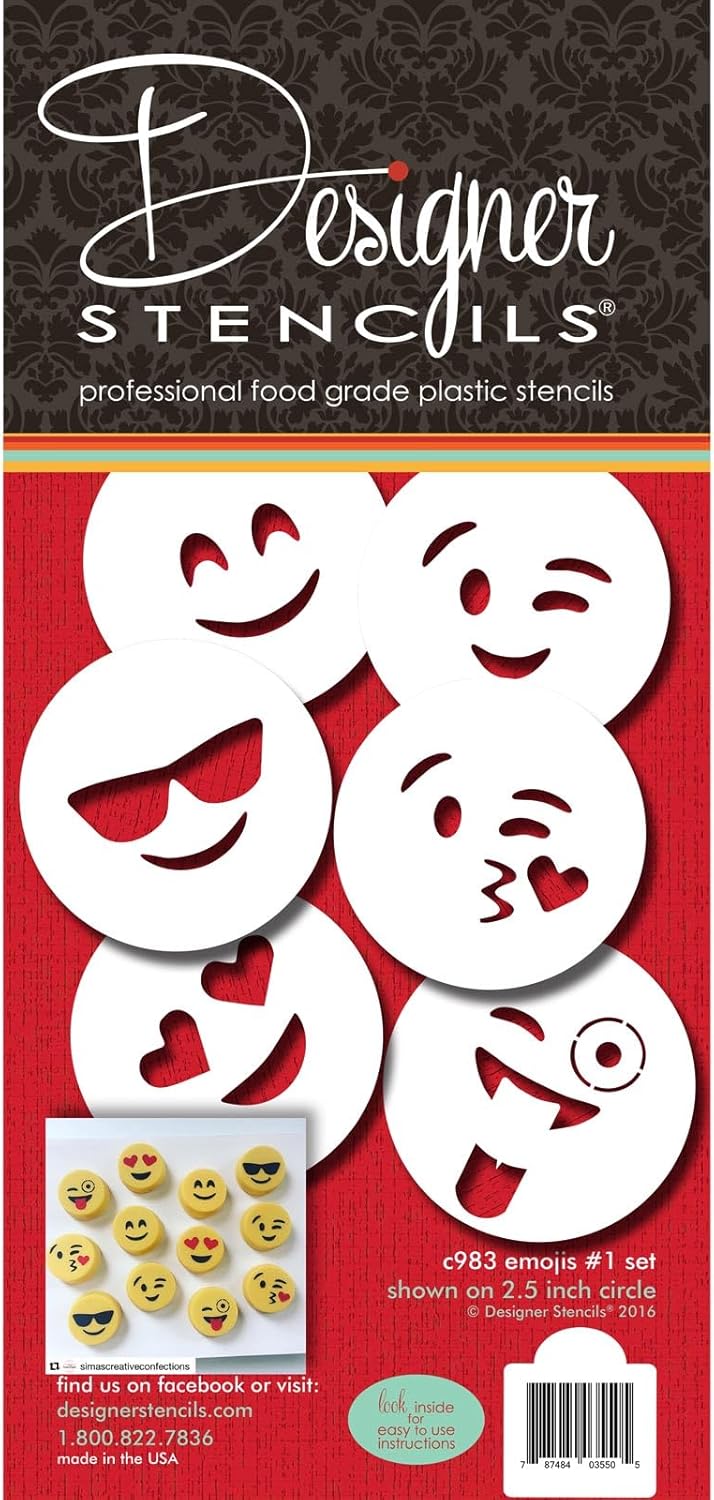 Juego de plantillas de galletas Emojis C983 de Designer Stencils