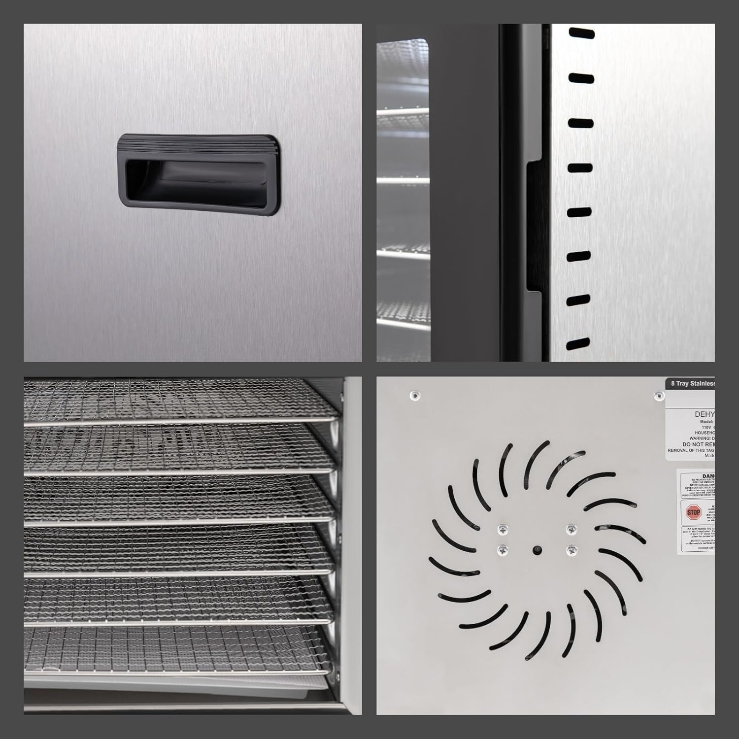 Máquina deshidratadora de alimentos para alimentos y cecina, temporizador digital ajustable de 24 horas, control de temperatura, capacidad de 6