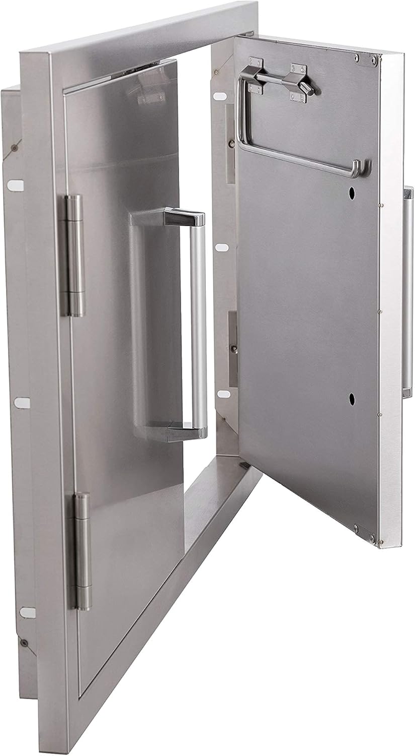 Bonfire Puerta de acceso doble de cocina al aire libre,33×22 pulgadas,Puertas de barbacoa de acero inoxidable 304,CBADD,Plata