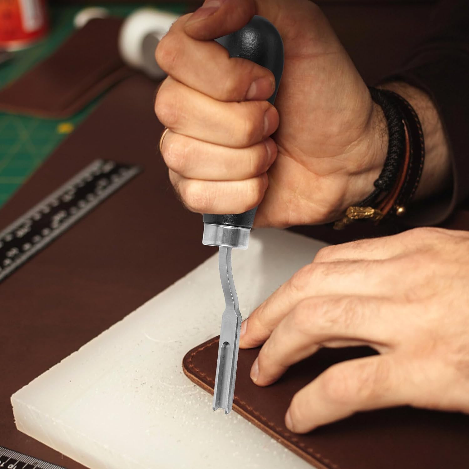 EXCEART Tools Leather beveler Tool leathercraft Edge Skiving beveler Leather Edges Stitching Tool Leather Stitching beveler Leather Stitching Tool