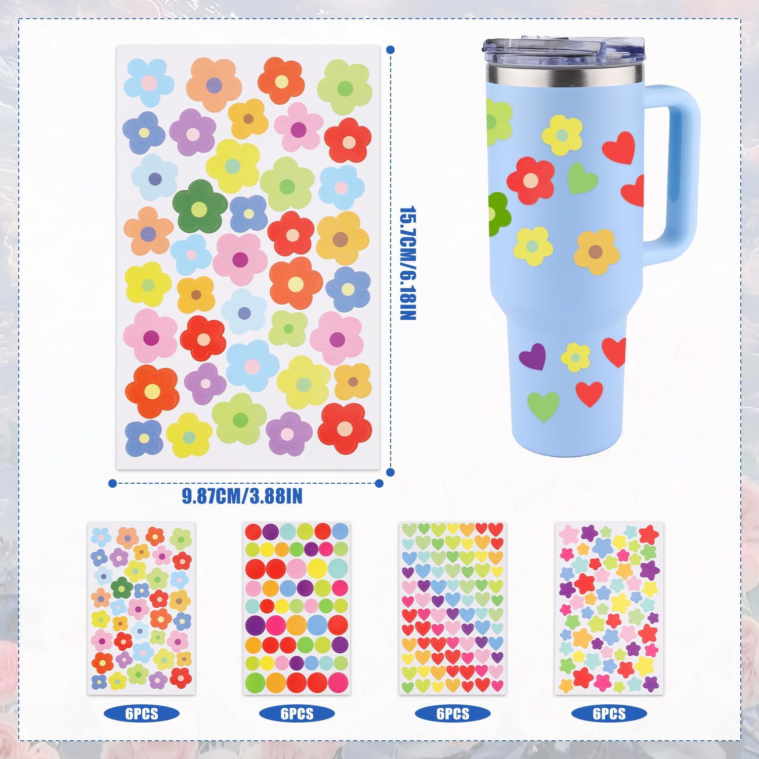 1990 calcomanías de recompensa, 24 hojas de calcomanías coloridas de recompensa para estudiantes, mini flor, estrella, corazón, calcomanías para