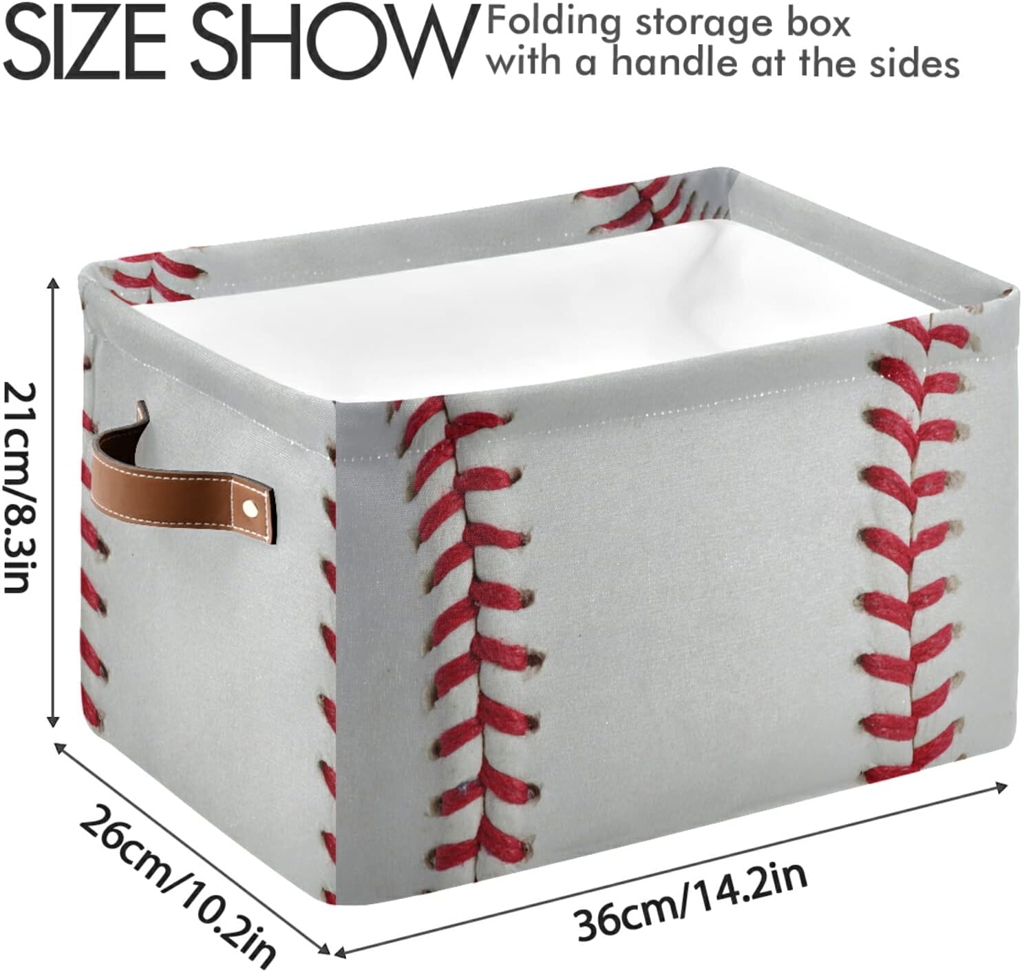 Cestas de almacenamiento plegables, cubos de almacenamiento de béisbol con asas, organizador de tela decorativa, cajas de almacenamiento para