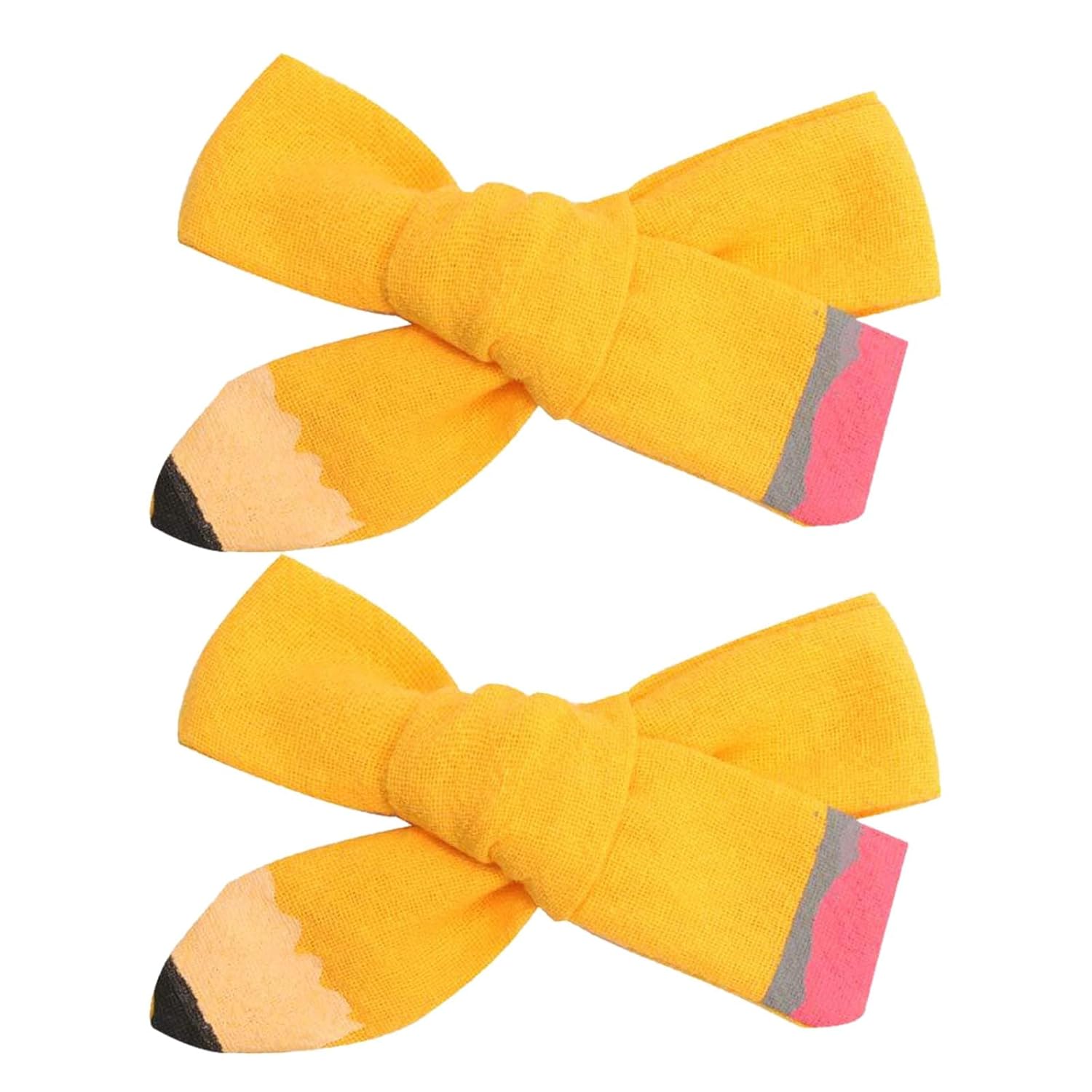 Pinza para el cabello, regalo para lápices, pinzas para el cabello dibujadas a mano, lápiz amarillo, para colegiala, trenza, regalos para niños