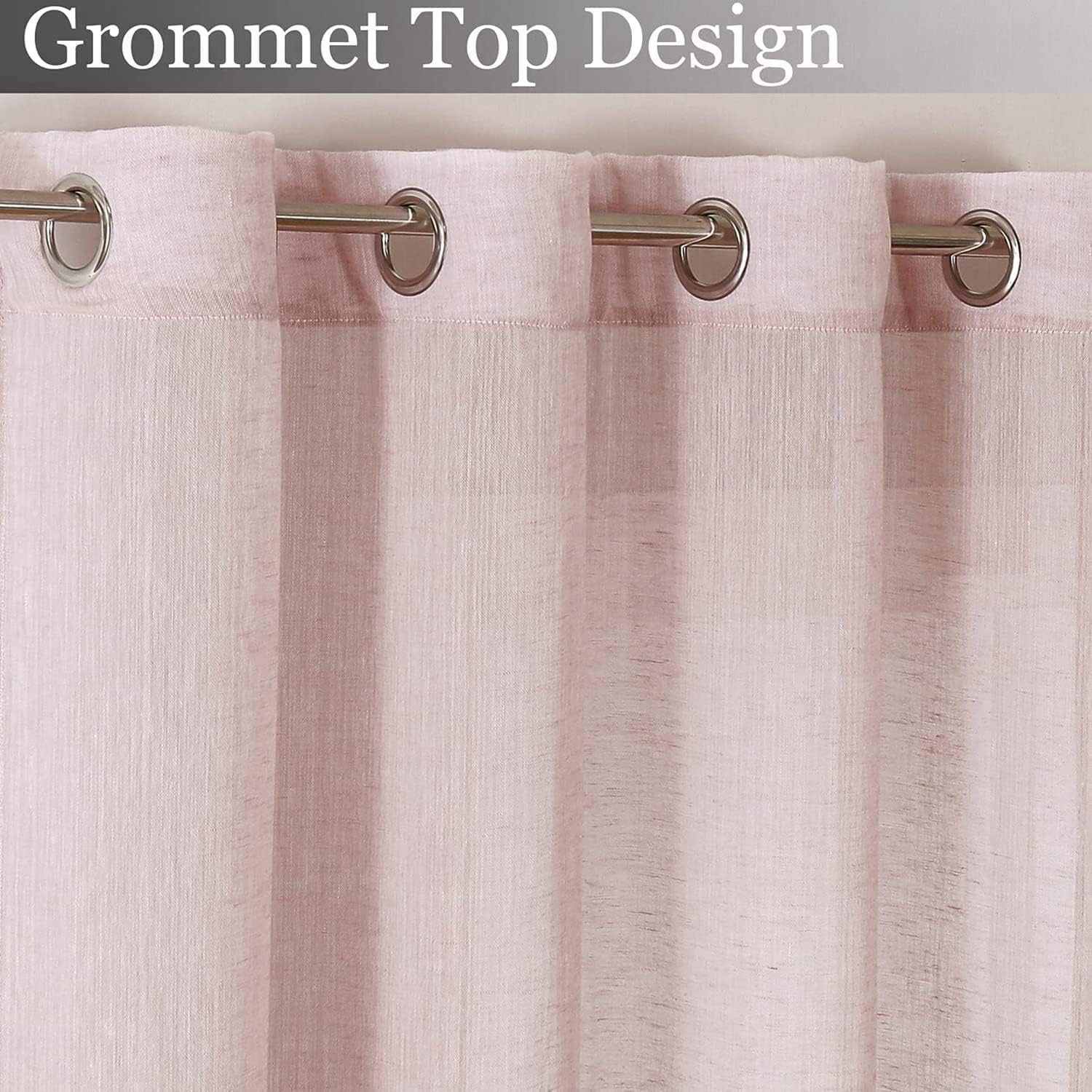 SELETEX – Cortinas traslúcidas de lino natural color rosa rubor para sala de estar, elegantes cortinas lisas para ventana que filtran la luz,