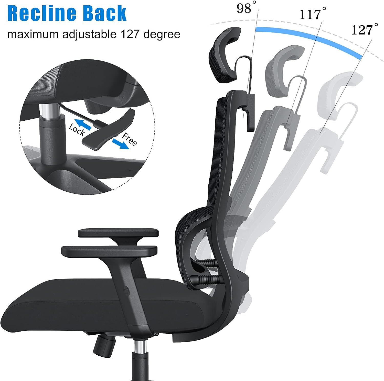 Silla de oficina ergonómica con soporte lumbar mejorado y reposacabezas ajustables, silla de escritorio con respaldo alto de malla, silla de