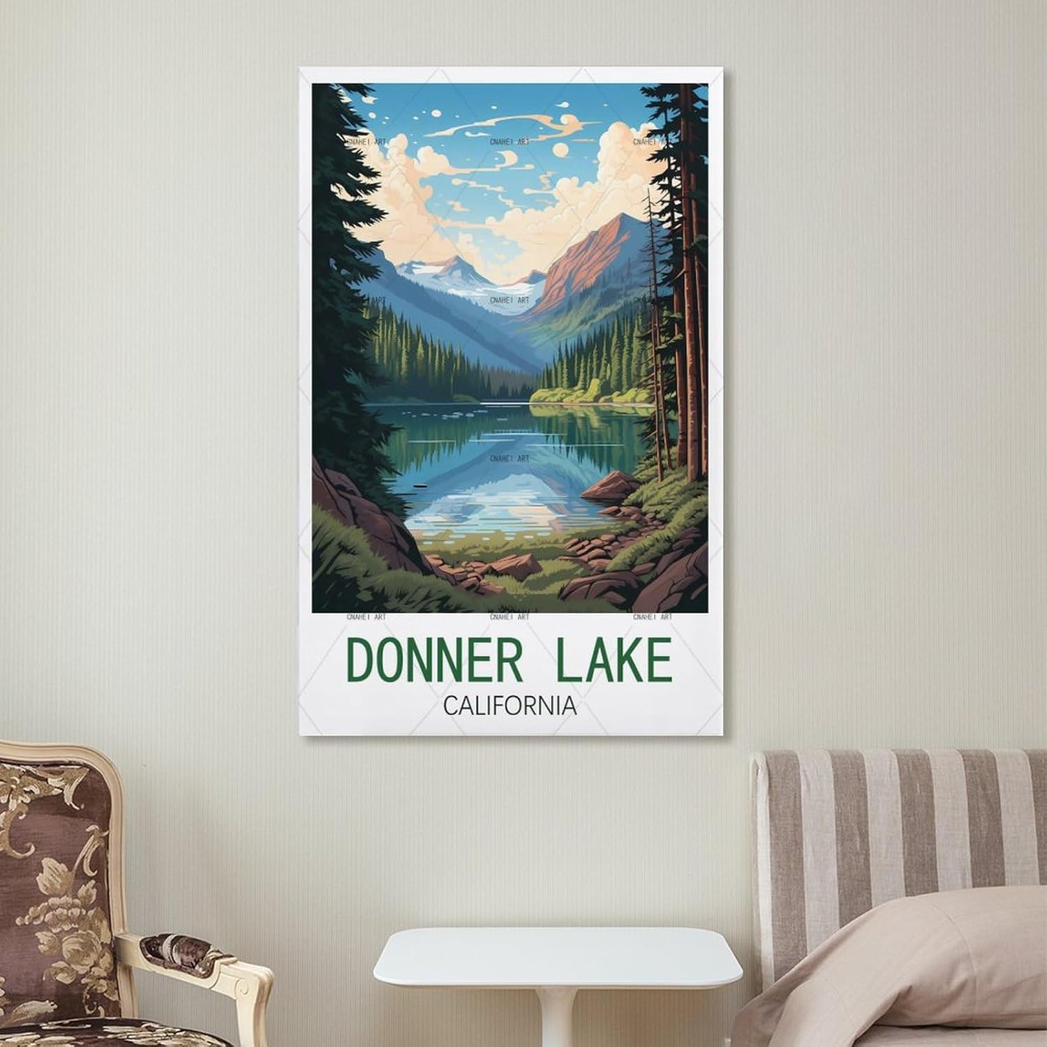 GuYaNa Donner Lake California – Pósteres de viaje vintage de 12 x 18 pulgadas (11.8 x 17.7 in), lienzo para pared, decoración de pared, sala de