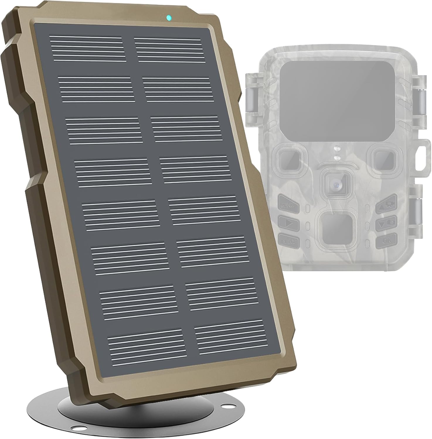 Panel solar de cámara de sendero, kit de cargador de batería solar SUNTEKCAM 12V1A 6V2A con batería de litio recargable de 3000 mAh incorporada,