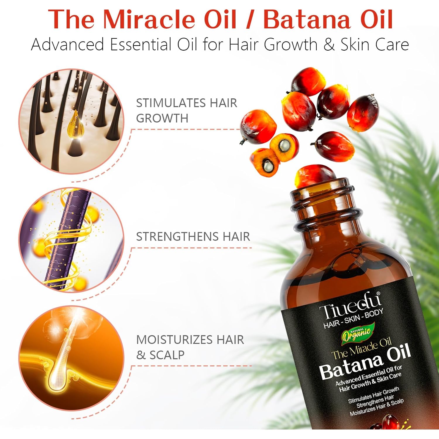 Aceite de batana orgánico para el crecimiento del cabello, pestañas y cejas, aceite de batana 100% puro y natural para pérdida de cabello,