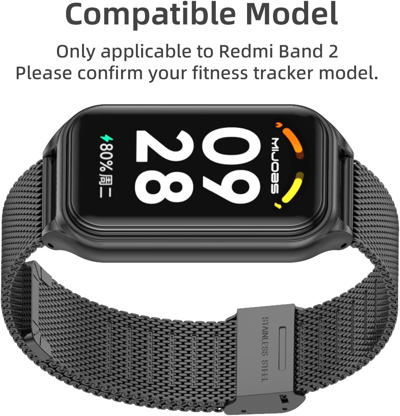 MIJOBS Correa para Xiaomi Smart Band 8 ActiveRedmi Smart Band 2 Aleación de zinc Reemplazo de la correa de reloj para Xiaomi Mi Band 8 Active