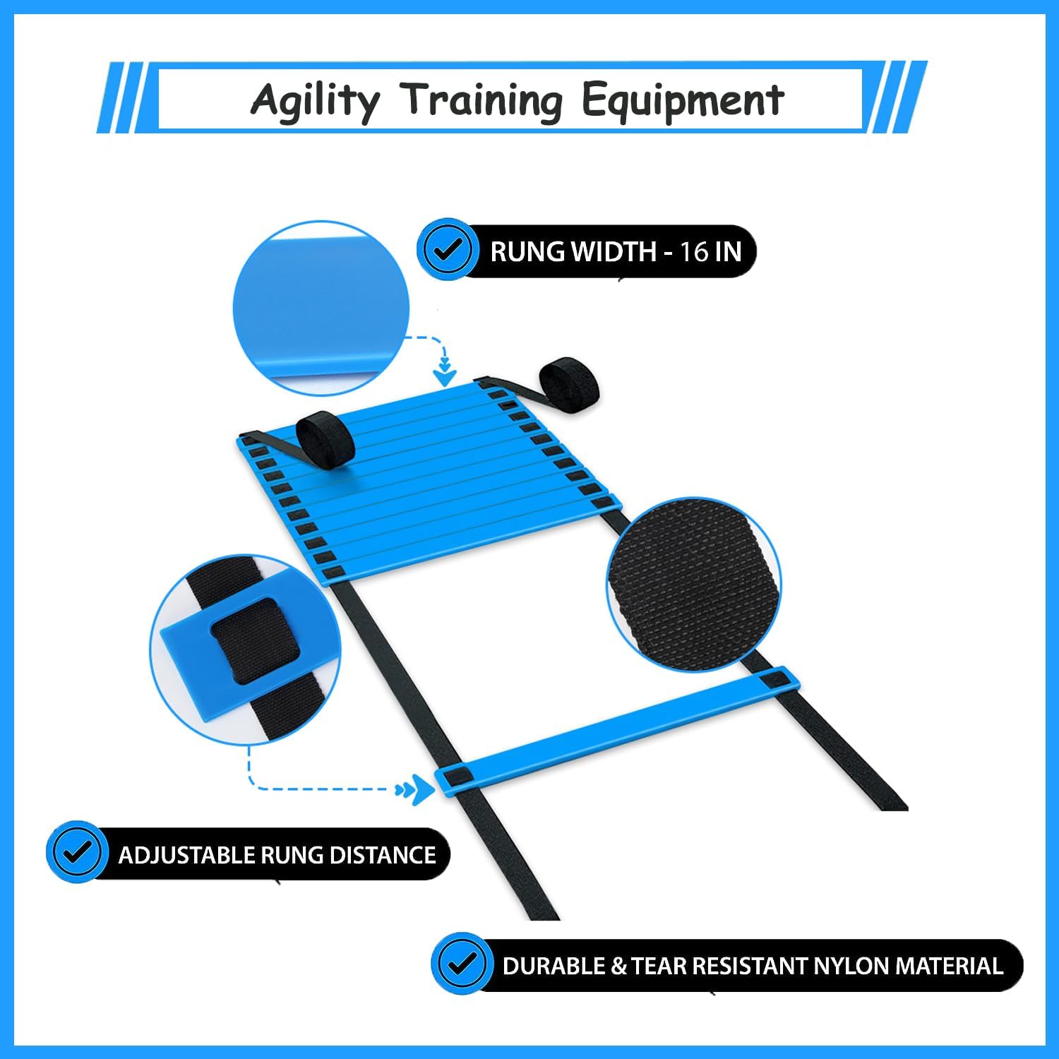 Juego de equipos de entrenamiento de agilidad de fútbol, accesorios de fútbol de 12 peldaños y 20 pies, 12 conos de disco, entrenador de fútbol