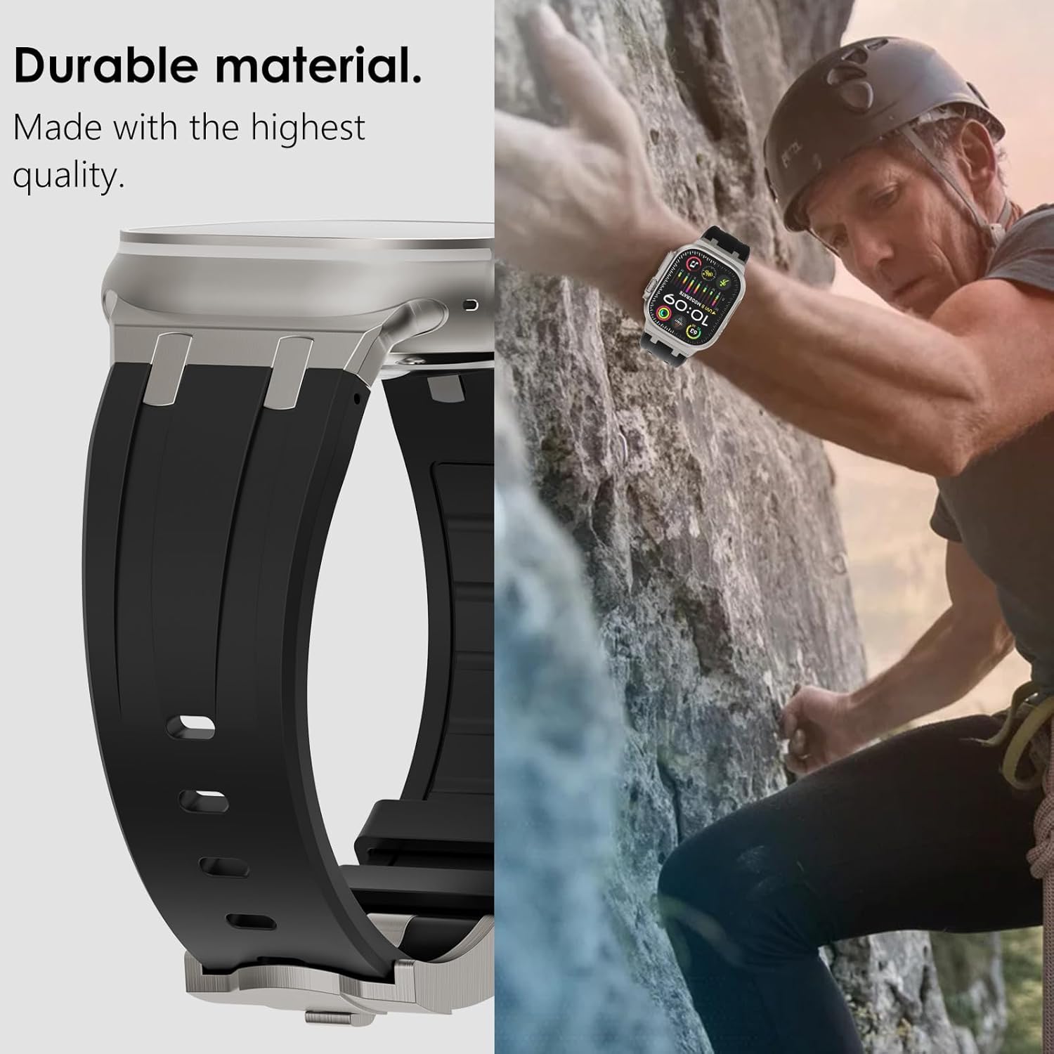 WINGLE Compatible for Apple Watch Ultra Band Ultra 2 Band 49mm 45mm 44mm 42mm for Men, Liquid Silicone Luxury Cool Designed AP Rubber Band for