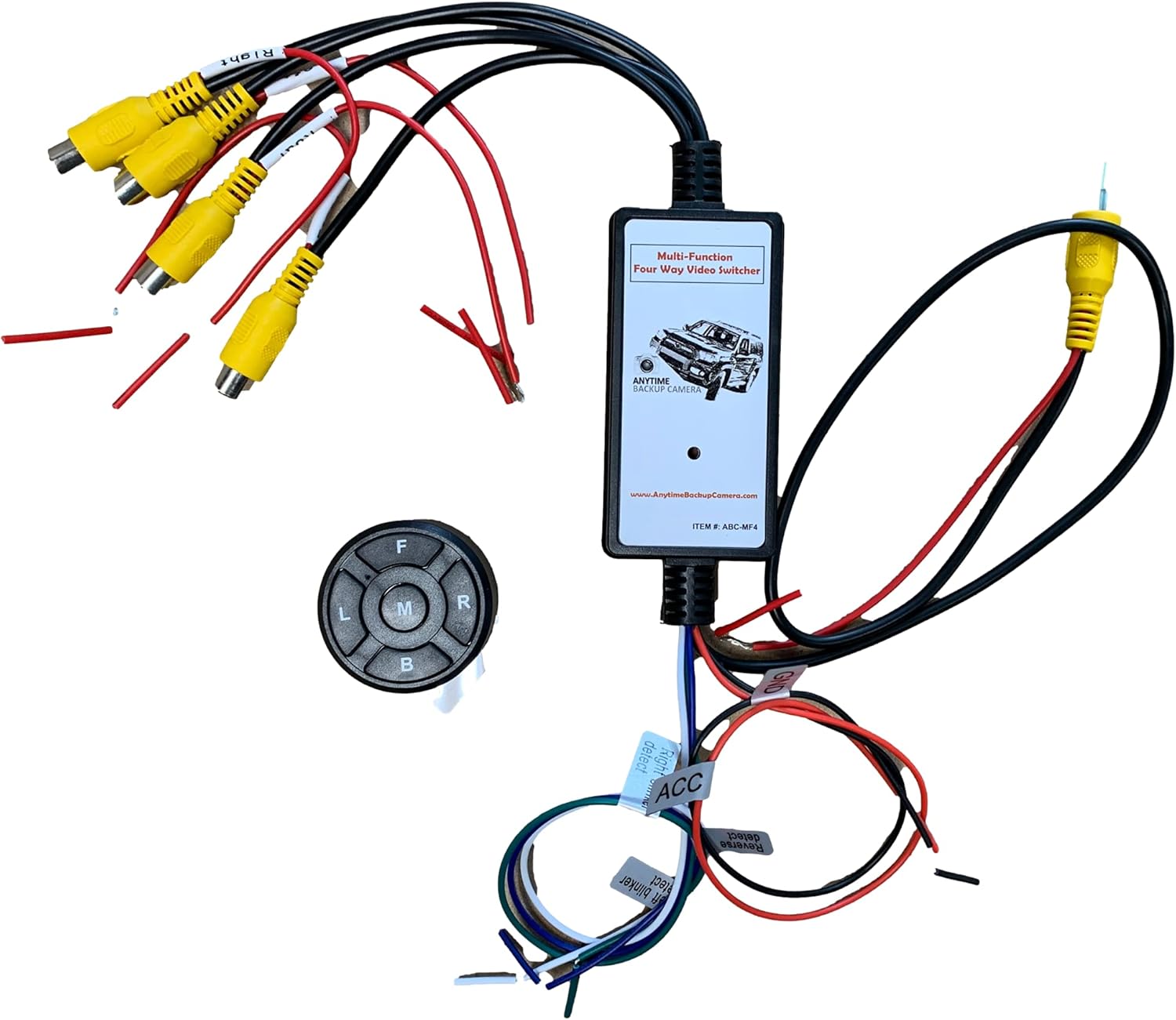 Anytime Backup Camera, Conmutador de video, conmutador de video inteligente multifunción de 4 vías (4 pulgadas, 1 salida) para automóviles,