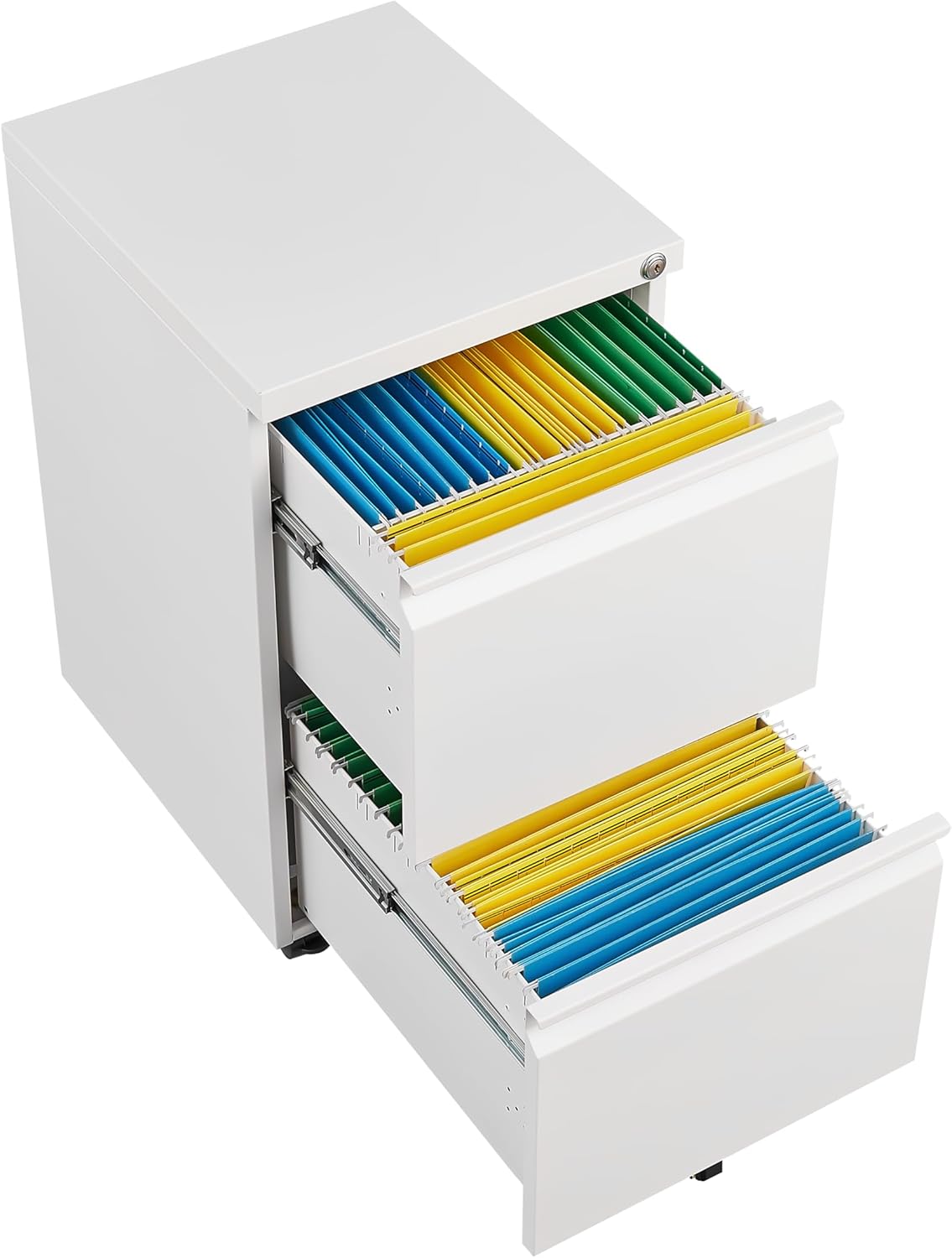 Archivador móvil de metal de 3 cajones con bloqueo vertical con cerradura, almacenamiento rodante debajo del escritorio para suministros,