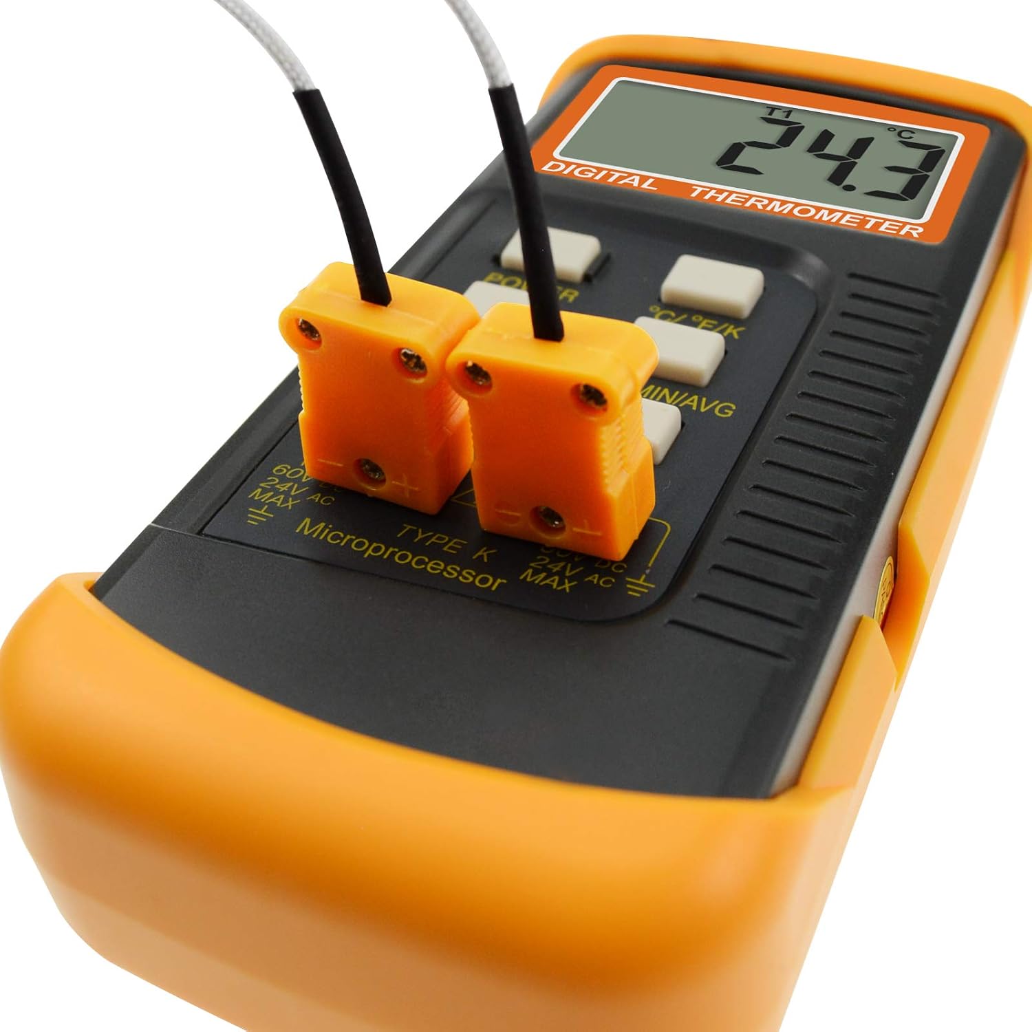 Termómetro de termopar Termopares de doble canal -50  2,372.0 F (-58  2372  F), termómetro digital tipo K con 4 sondas portátil de escritorio de