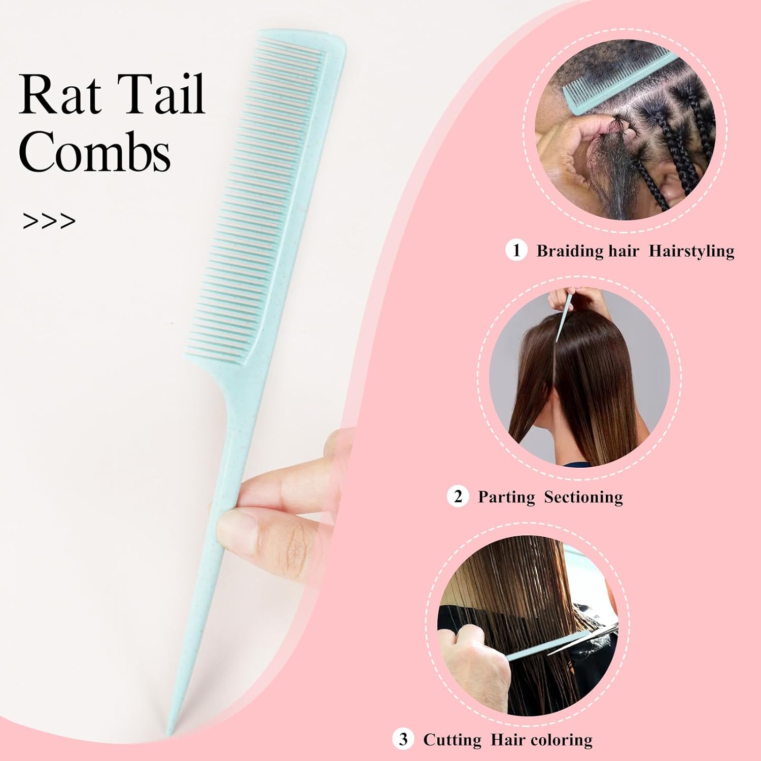 Cepillo desenredante para mujer, cabello rizado y húmedo, cepillo para desenredar, peine de dientes anchos, peines de cola de rata para separar el