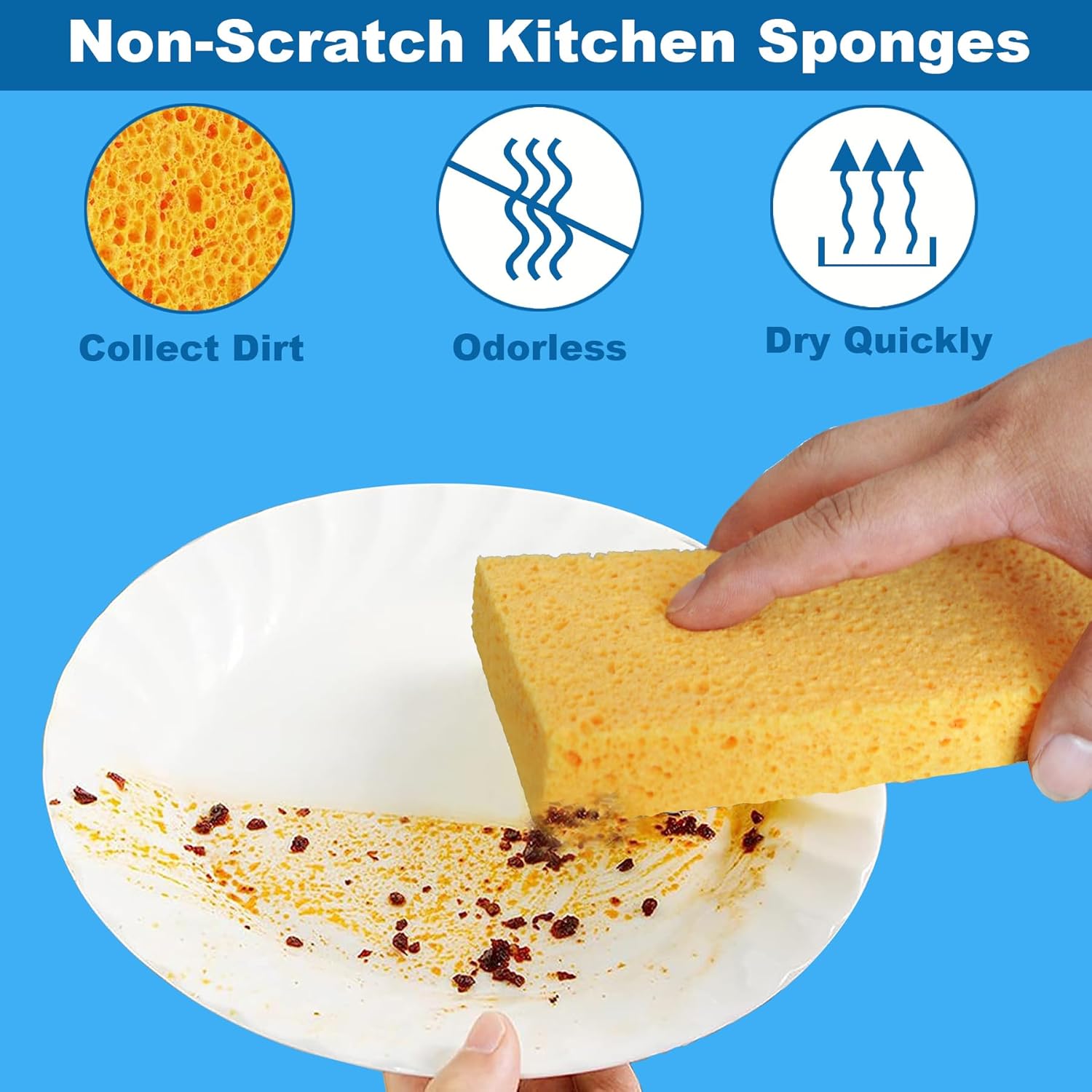 Esponjas de cocina grandes para platos, esponja de limpieza de baño ecológica para encimera, azulejos, paredes, pisos, limpiador natural compostable