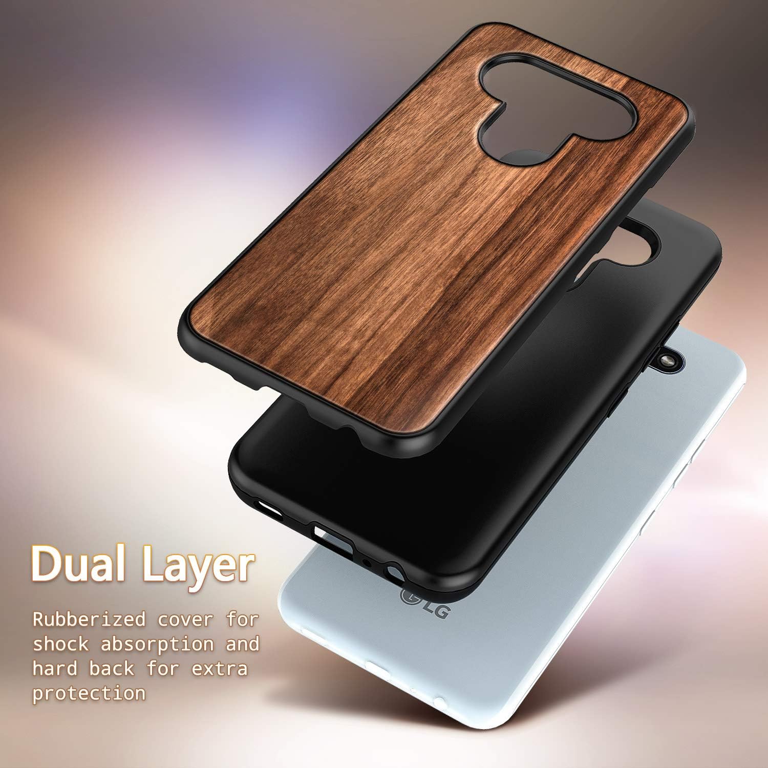 Funda para LG Stylo 6, madera de nogal natural real a prueba de golpes híbrida defensor resistente funda de teléfono (cada pieza es única) – Madera