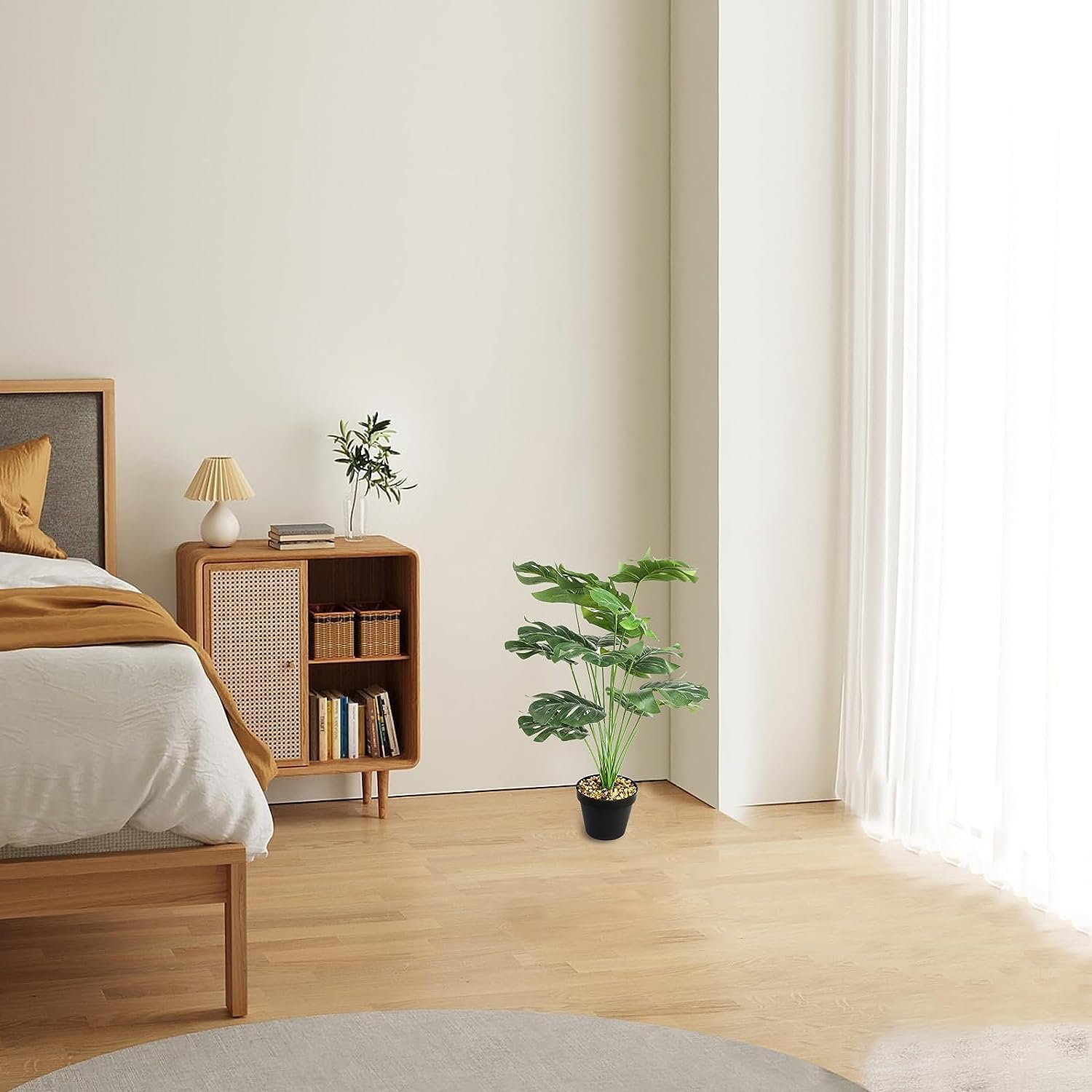 2 plantas artificiales, plantas artificiales de palmera, hojas de palmera artificiales, plantas artificiales para decoración de interiores y