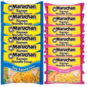 Maruchan Ramen – Mezcla variada de sopa de fideos instantáneos, 24 paquetes, 4 sabores 6 paquetes de salsa de soja, paquete de 6 de carne de res, 6 Maruchan Ramen – Mezcla variada de sopa de fideos instantáneos, 24 paquetes, 4 sabores 6 paquetes de salsa de soja, paquete de 6 de carne de res, 6