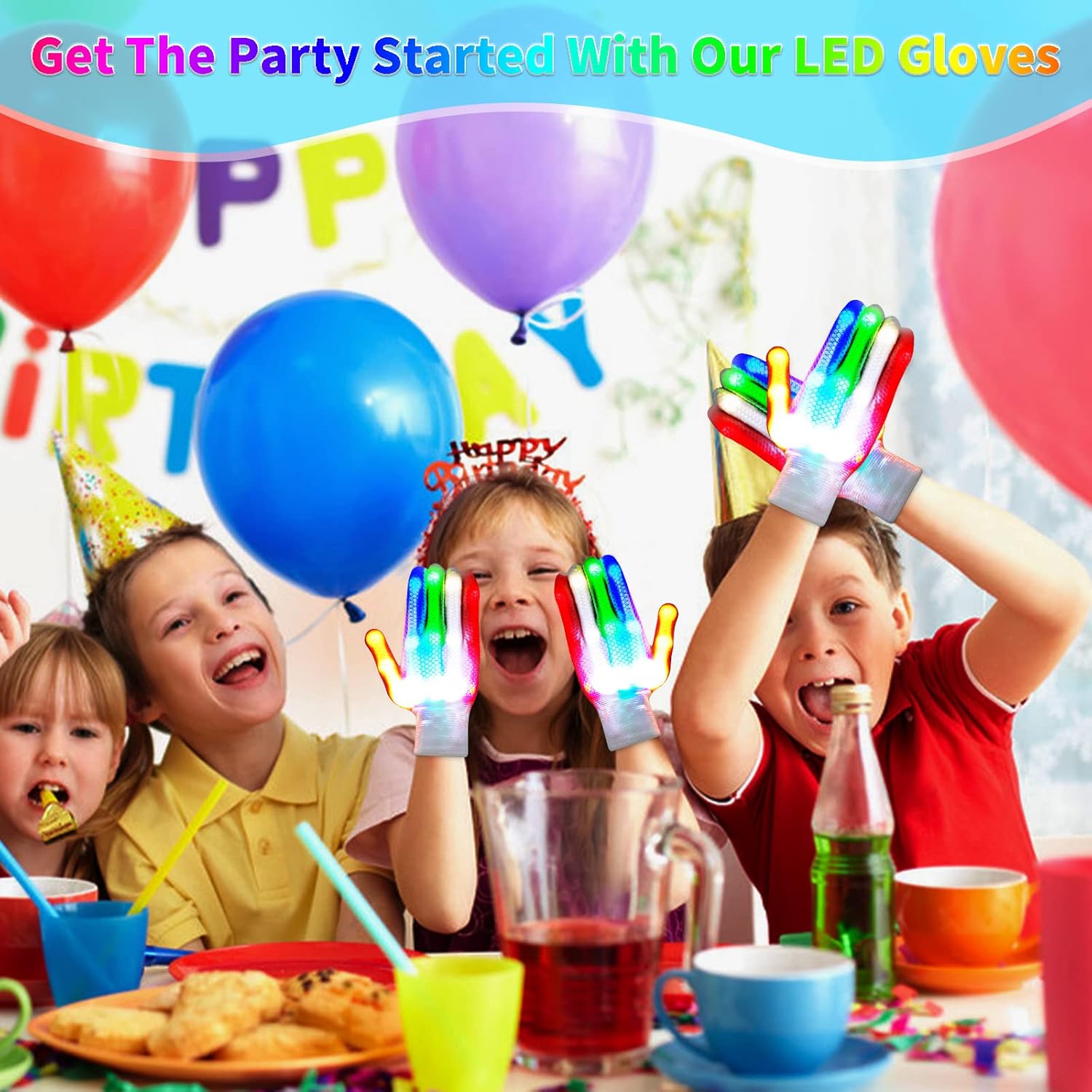 GLEDLOVES LED Gloves,Cool Fun Toys for Boys Girls Age 3-10 with 6 Flash Modes Kids Gifts Age 3 4 5 6 7 8 9 10 for Glow Dance Birthday Easter