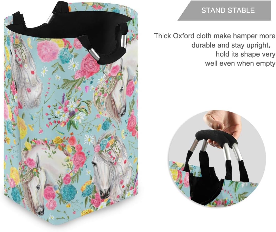 senya Cesta grande de almacenamiento plegable, organizador para ropa sucia, para guardería, juguetes, caballo y flores