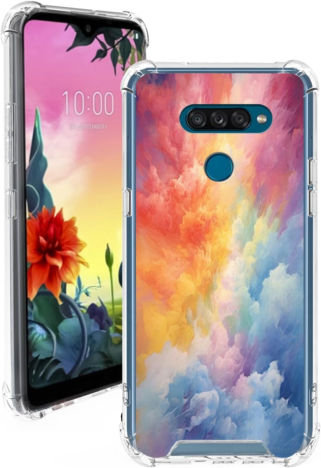 DAFEI Funda transparente para LG K50S con estampado Rainbow Cloud-aa165 con bolsa de aire transparente de cuatro esquinas reforzada antiarañazos y a