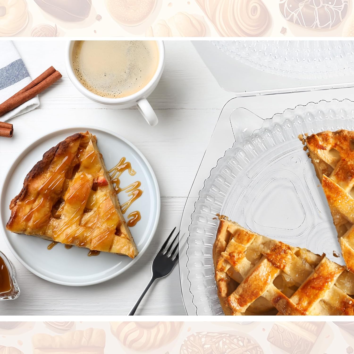 100 recipientes desechables de plástico de 9 pulgadas para tartas con tapas de bloqueo con bisagras, recipientes transparentes para flan con tapas,