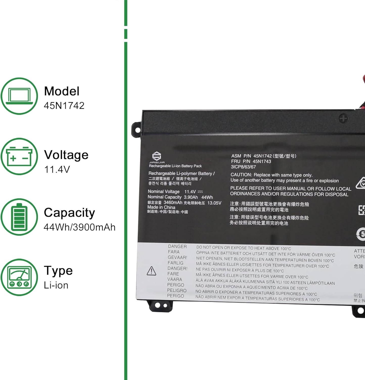 Batería de repuesto 45N1742 para Lenovo ThinkPad T550 T550s T560 W550 W550s P50s Series 45N1743 45N1740 45N1741 00NY639 SB10K12721 11.4V 44Wh