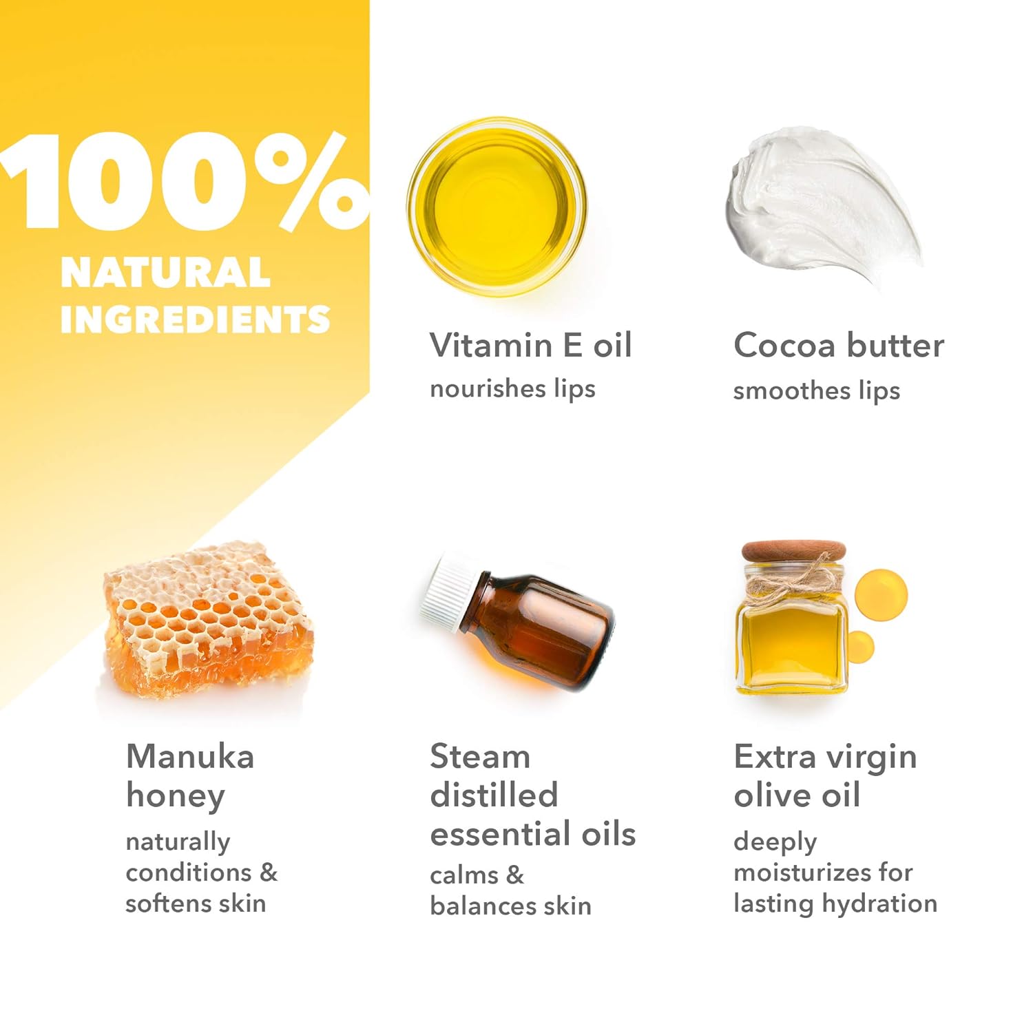 Clean & Pure Bálsamo labial – Bees Knees (paquete de 4)  Productos de belleza de miel de manuka  Aceite de vitamina E  Bálsamo labial saborizado