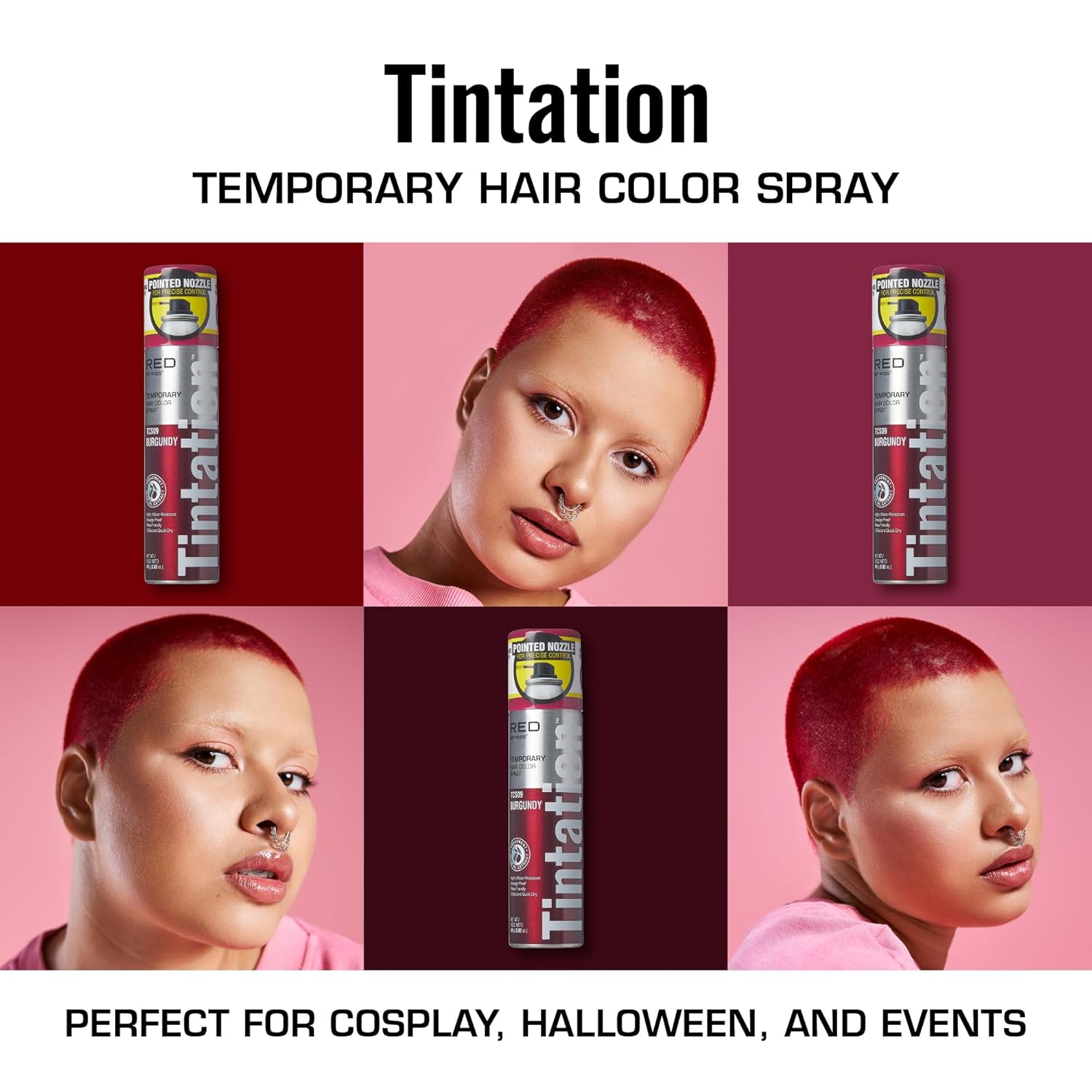 KISS TCS09 – Tinte en aerosol para cubrir la raíz de color burdeos, color gris, 2.82 onzas