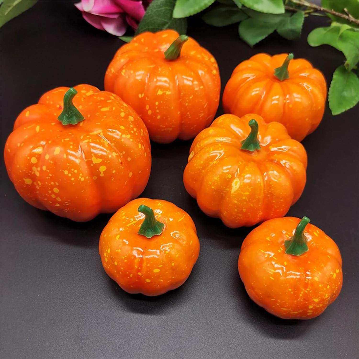 Calabazas artificiales, decoración de otoño, juego de 12 calabazas falsas, calabazas de espuma naranja, calabazas de plástico, calabazas sintéticas