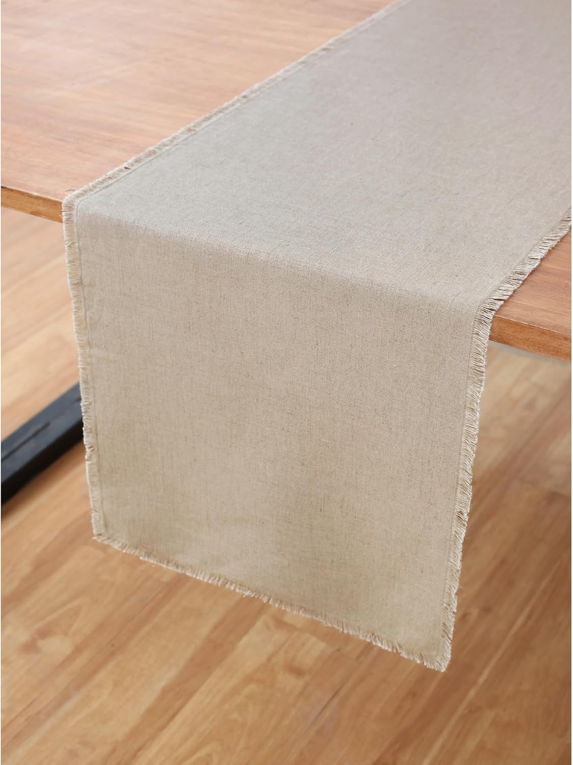 Solino Home Camino de mesa de lino natural de 72 pulgadas de largo, camino de mesa con flecos de lino 100% puro, 14 x 72 pulgadas, bufanda de