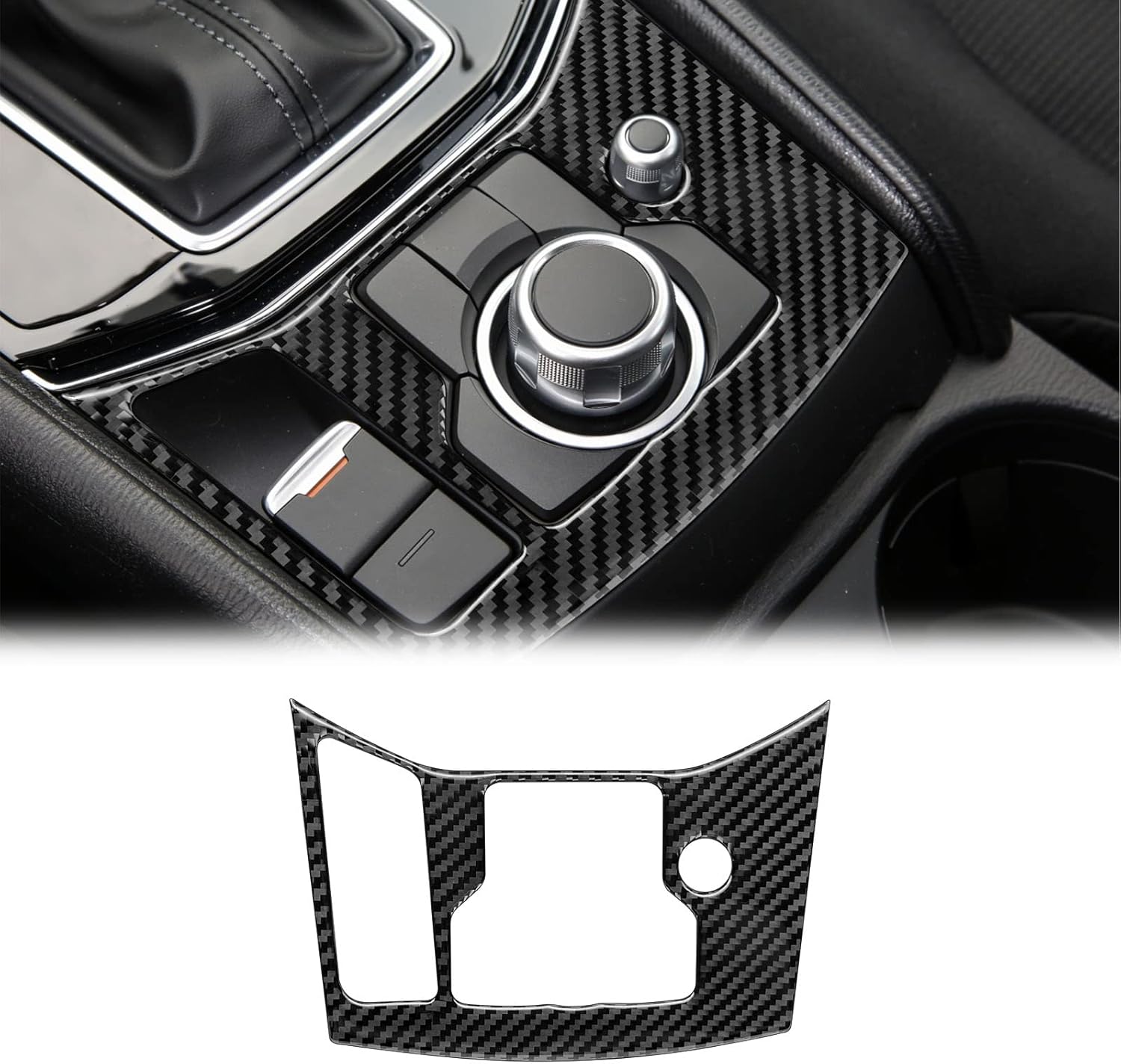 Compatible with Carbon Fiber Gear Shifter Box Multimedia Button Control Panel Trim Interior Car Accessories for Mazda CX-5 CX5 2017 2018 2019 2020
