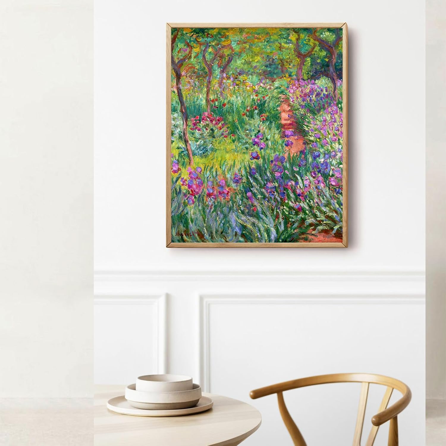 KWAY Claude Monet – Lienzo decorativo para pared, póster de The Iris Garden at Giverny, impresiones artísticas impresionistas, decoración de pared