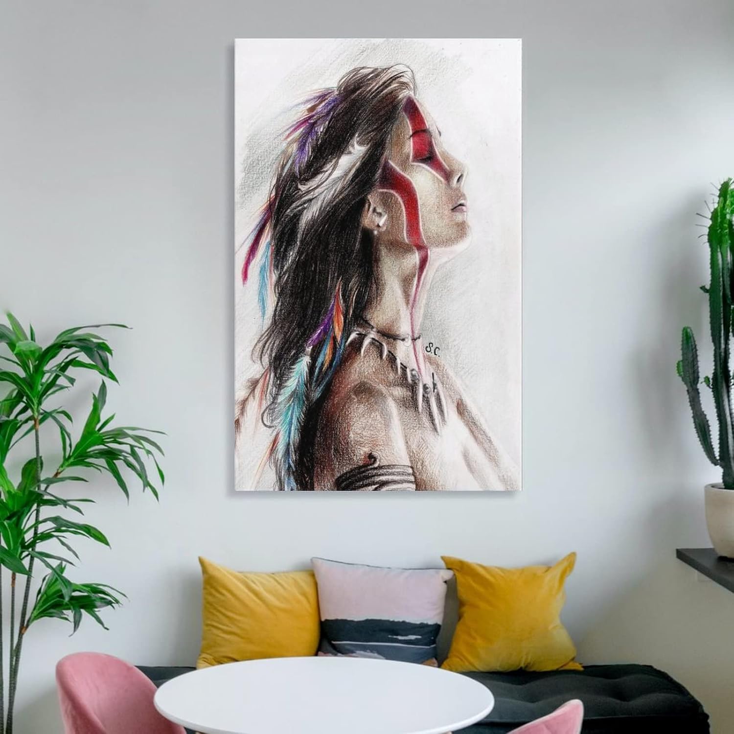 Lienzo decorativo de anime Art A Taino Indian Warrior para decoración de pared, póster de pintura en lienzo, pósteres e impresiones artísticas de