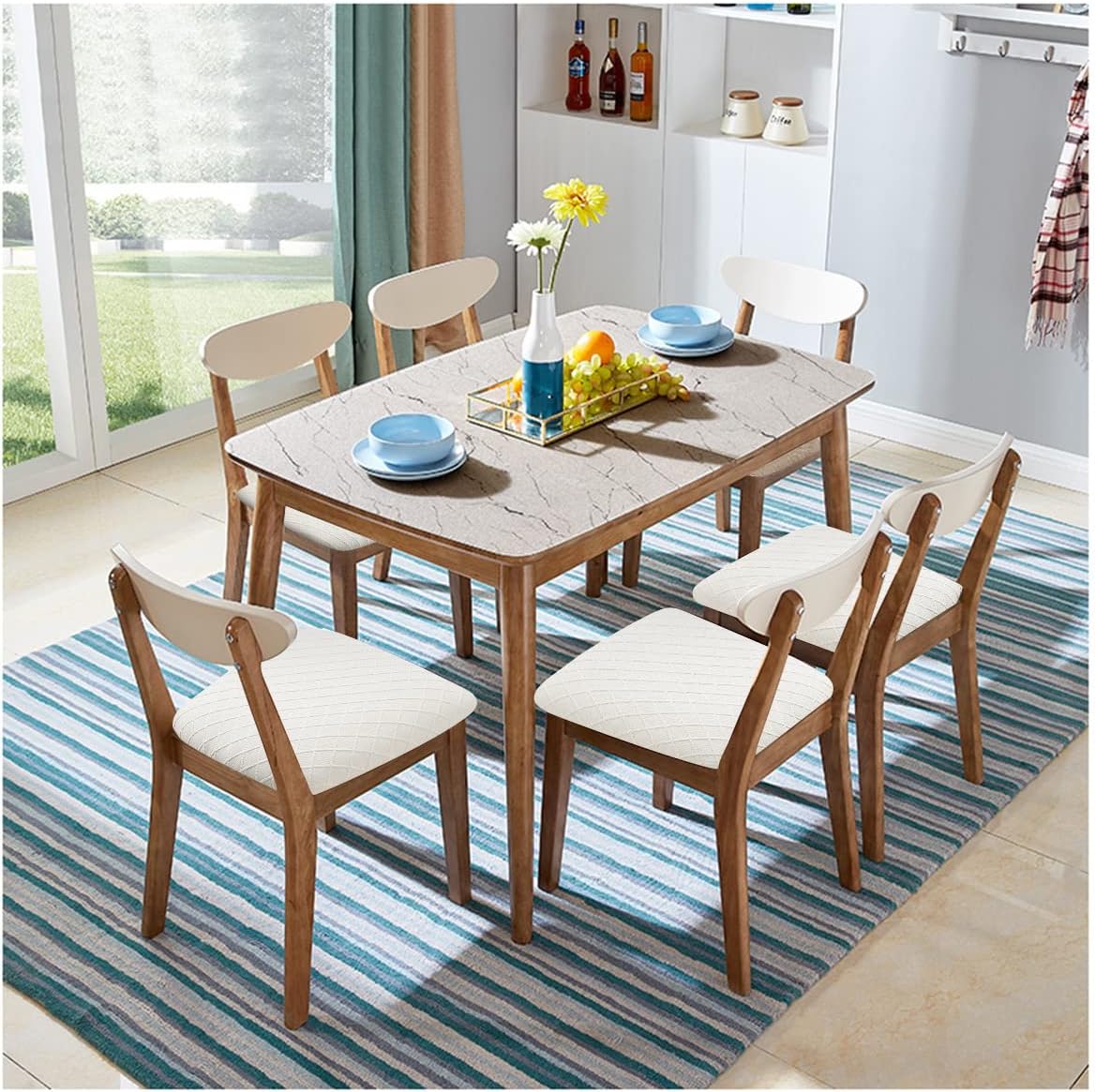 Fundas elásticas para asiento de silla de comedor, fundas de asiento extraíbles y lavables para asiento de cocina, fundas de cojín protectoras (4,