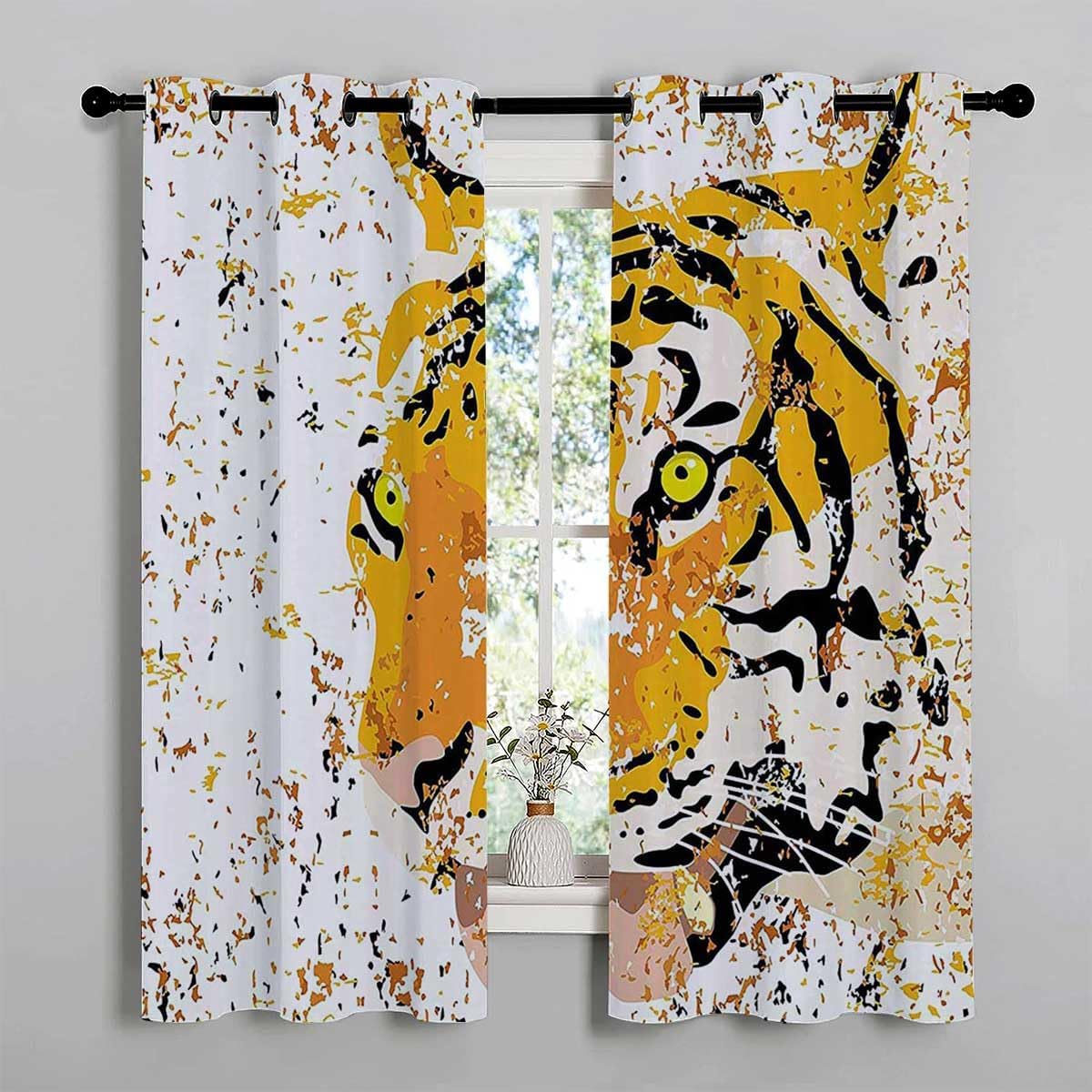 YANFENQI Cortinas para Habitacion Blackout Animal Decor Grommet Short Closet Door Cover Blackout Sheet 55Inch Width by 45Inch Length,2 Panels