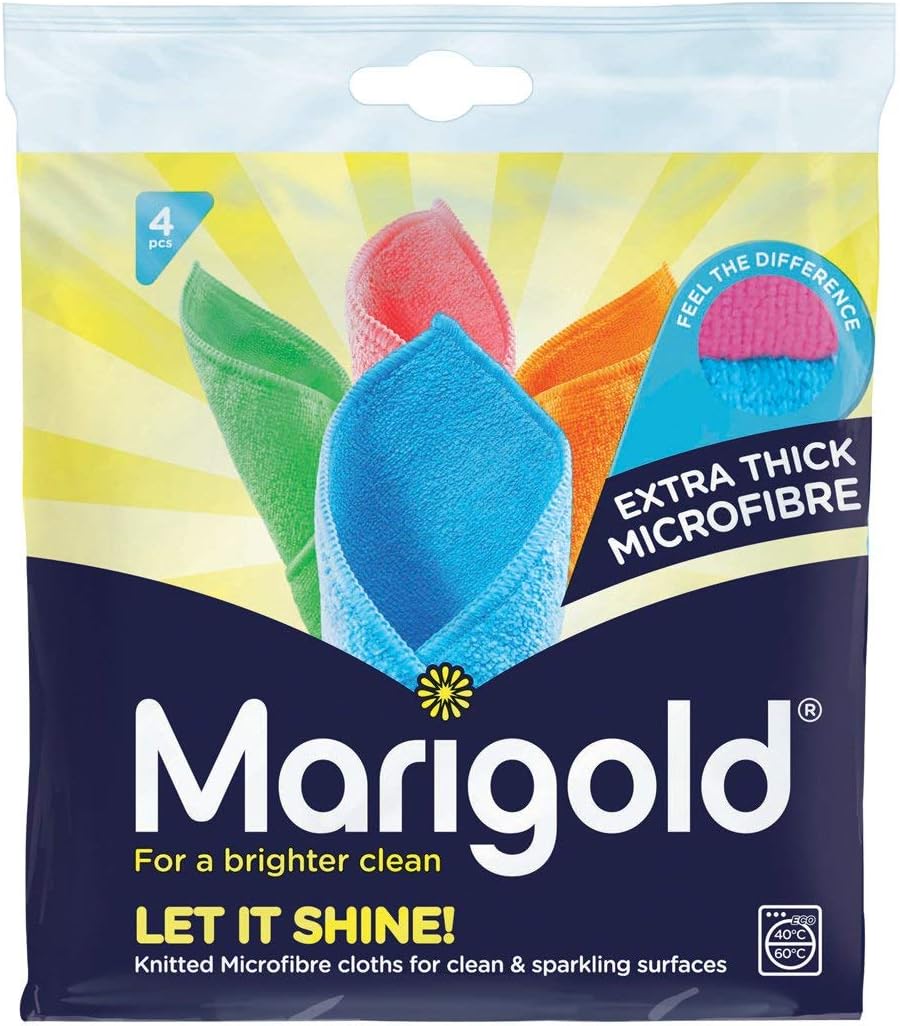 MARIGOLD Let it Shine – Paquete de 5 unidades de microfibra extra gruesa (5 paquetes de 4 paños  20 en total), 7.3 x 1.5 x 7.9 in, multicolor,