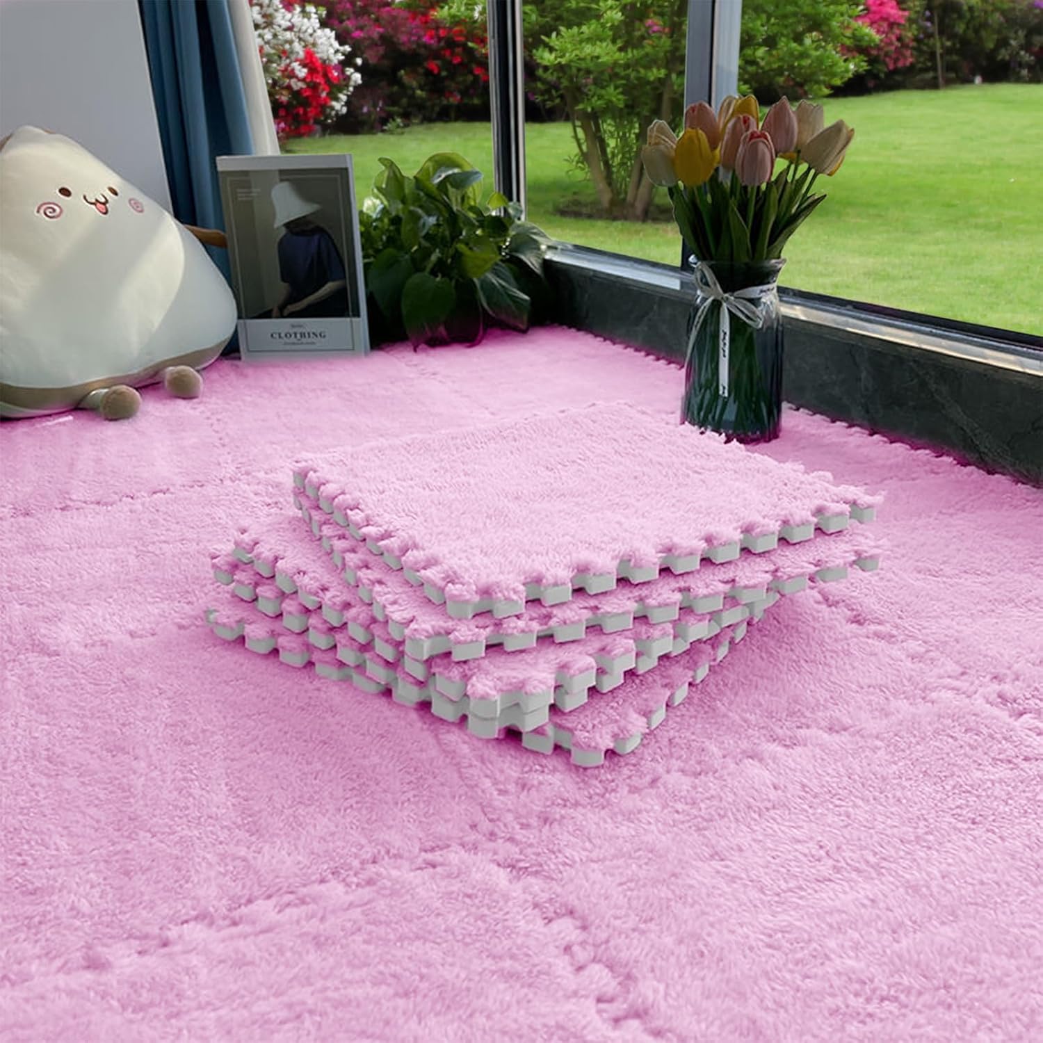 16 alfombrillas modulares de espuma EVA suave entrelazadas de 11.8 pulgadas de grosor de 11.8 pulgadas de grosor, azulejos de alfombra de caravana