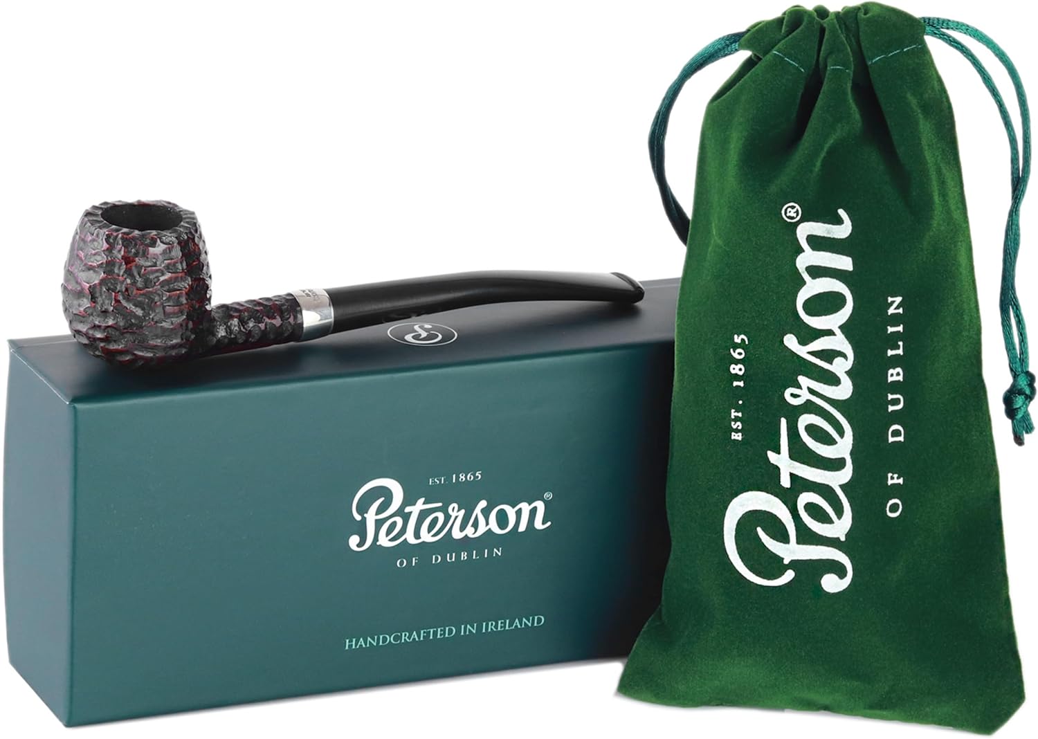 Peterson Pipes Junior Rusticated Canted Apple – Diseño vintage de pipa inglesa, pipa de tabaco pequeña hecha a mano, pipa de madera clásica de brezo