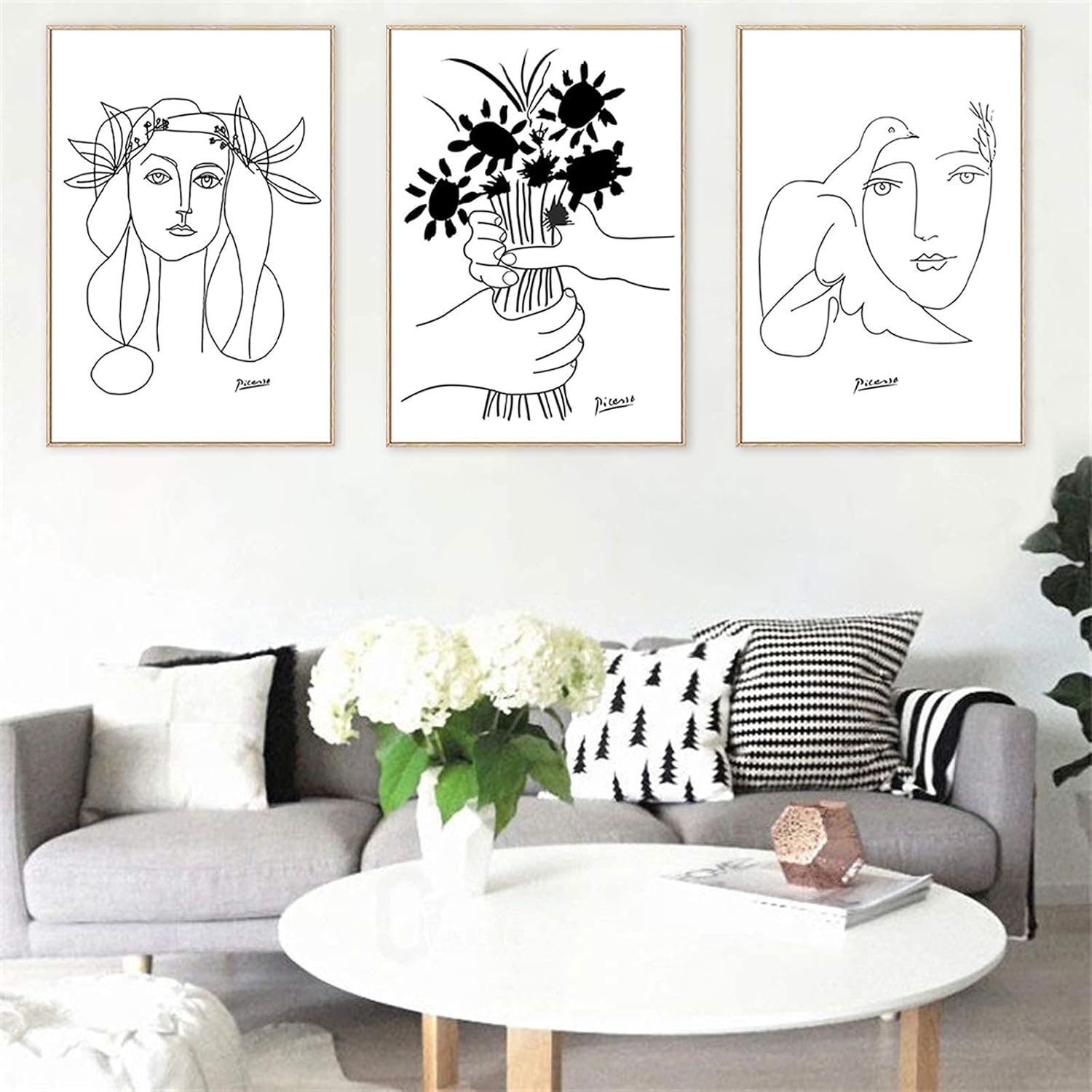 Picasso Line Art Dibujo Lienzo Impresiones Artísticas Bocetos Mujer Ramo de Paz Pintura Póster Minimalista Arte de Pared Decoración de Pared del