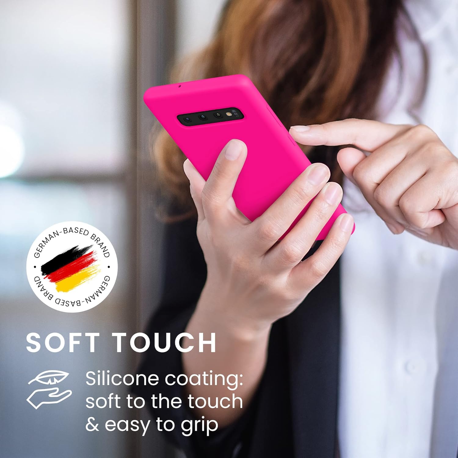 kwmobile Funda compatible con Samsung Galaxy S10 PlusS10+ – Funda de silicona TPU con acabado suave – Rosa neón