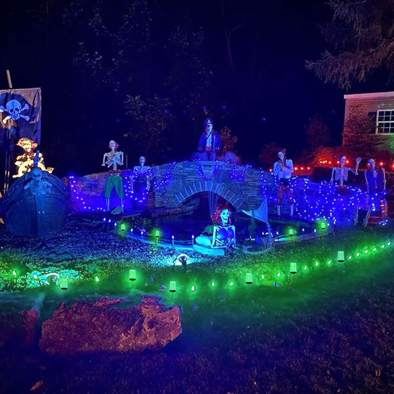 Hompavo Bombillas LED mejoradas para decoraciones de Navidad, bombillas verdes parpadeantes con efecto invertido, bombilla de llama base E26E27 para