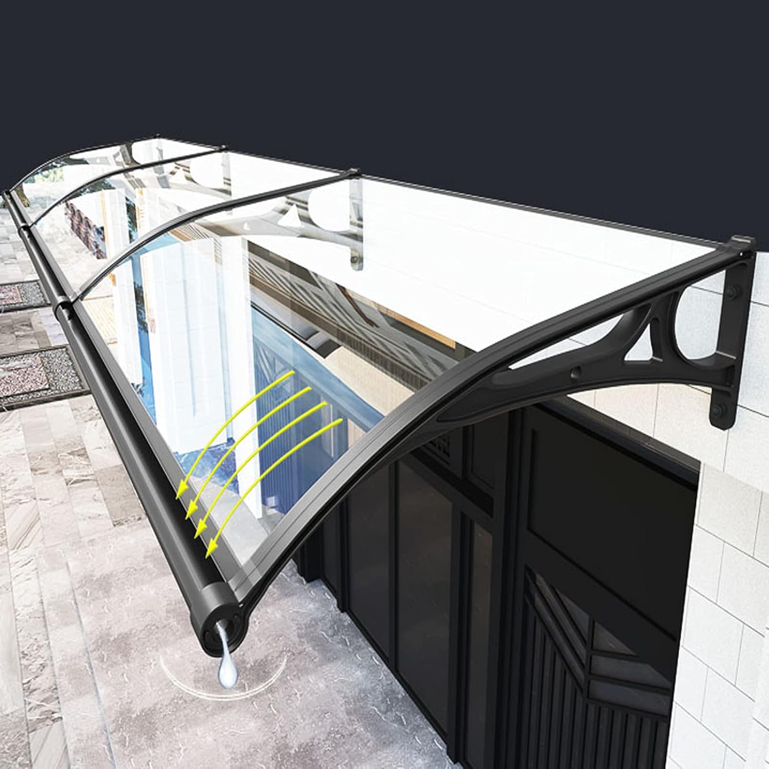 Lavabo grande transparente con protección UV para puerta delantera, toldo de jardín, porche, patio, parasol para exteriores, cubierta de
