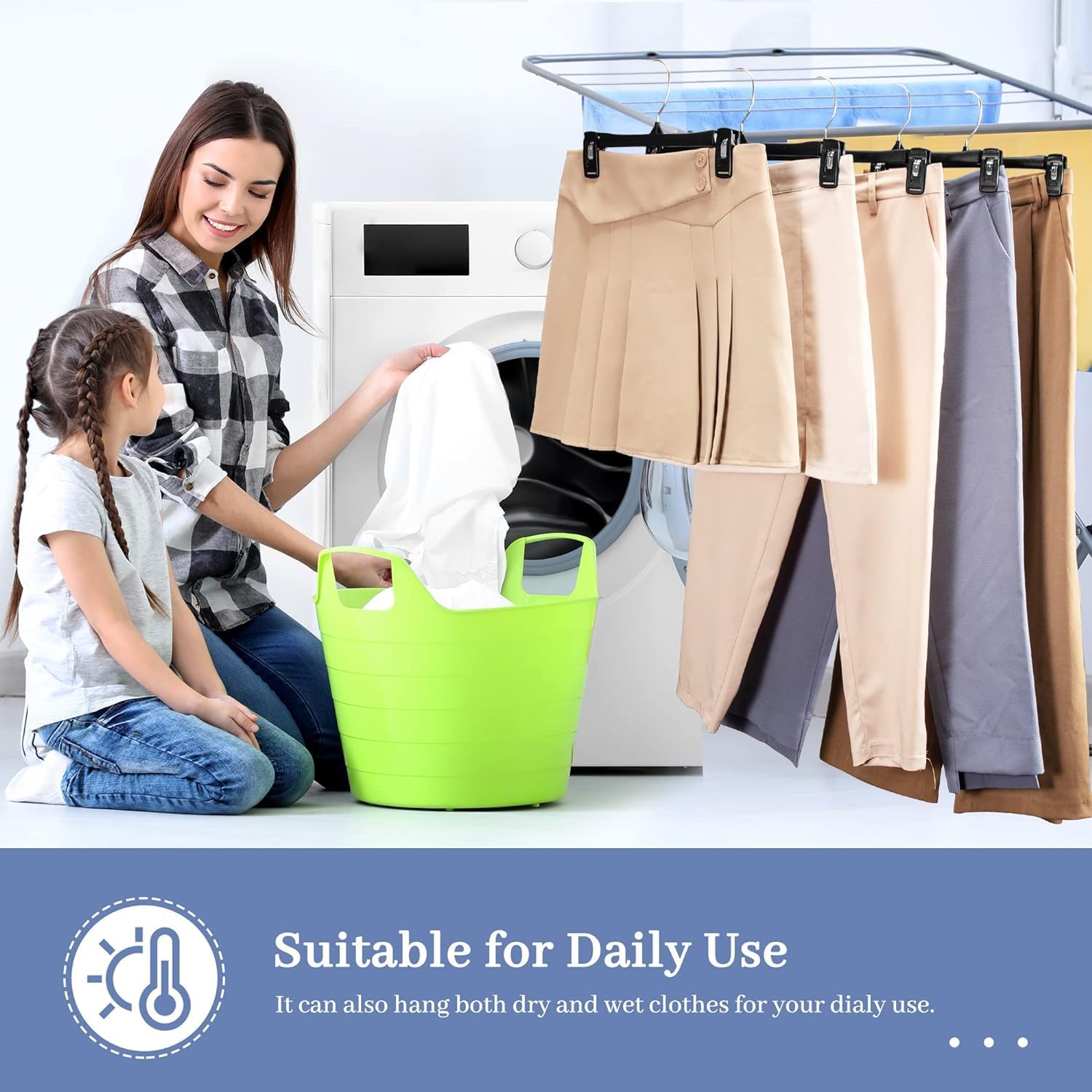 HOUSE DAY Perchas para pantalones y faldas  Paquete de 10 perchas para pantalones con clips grandes antideslizantes  Perchas de armario para