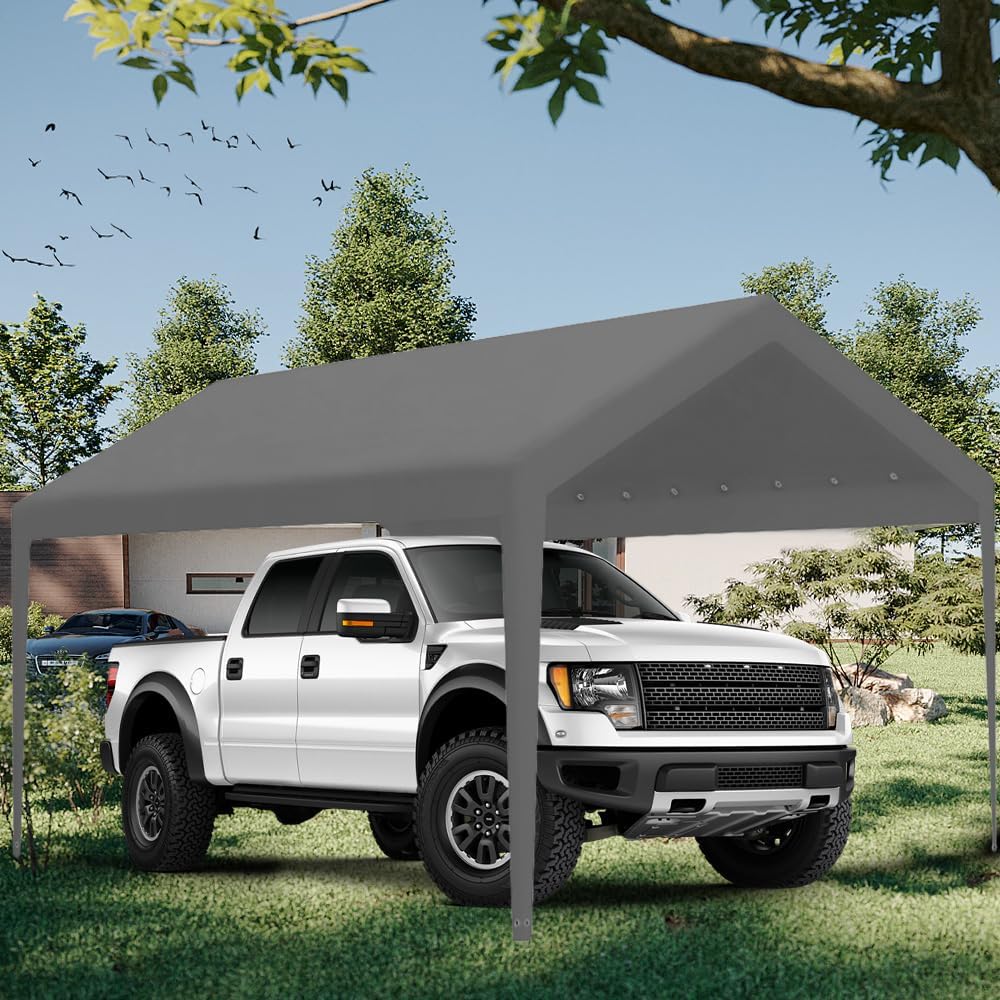 Toldo de repuesto para cochera, cubierta superior de repuesto para marco de cochera de 12 x 20 pies, tela de polietileno de 6.35 oz impermeable y
