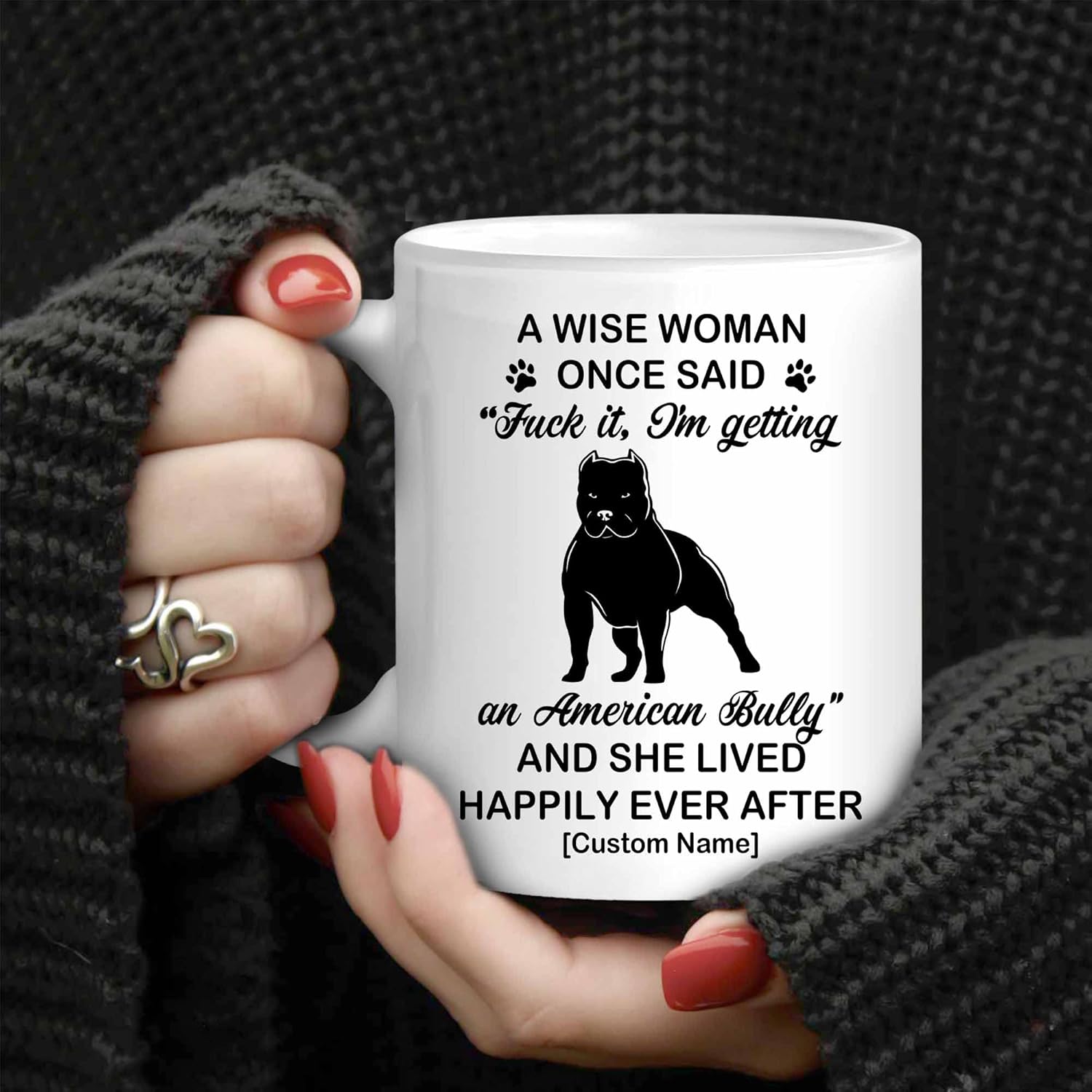 WHIDOBE Regalos personalizados de silueta de matón americano para mujeres, taza de café de cerámica personalizada de 11 oz 15 onzas para amantes de