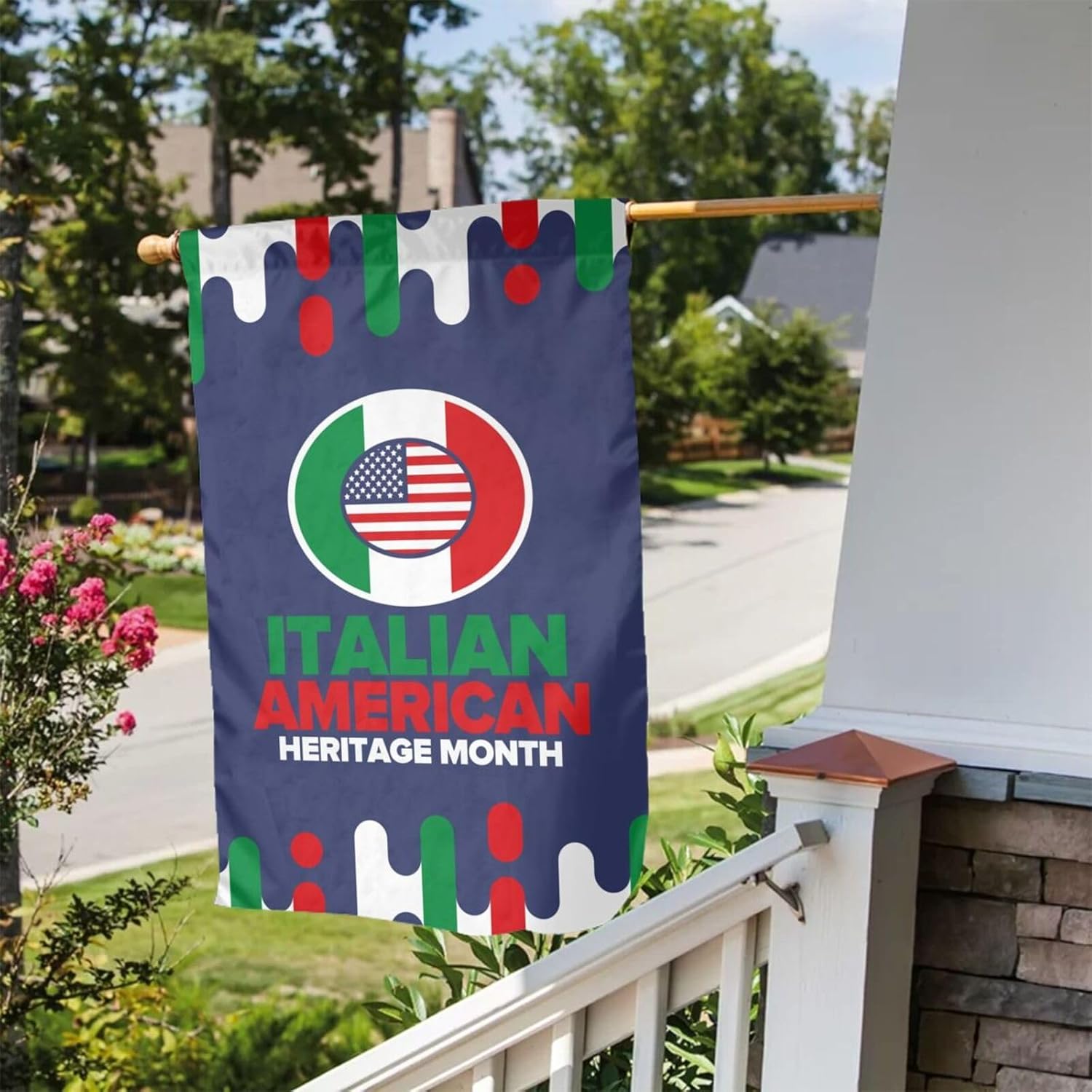Banderas del mes del patrimonio italiano americano, bandera de jardín de doble cara para decoración al aire libre para casa, boda, vacaciones, 12 x